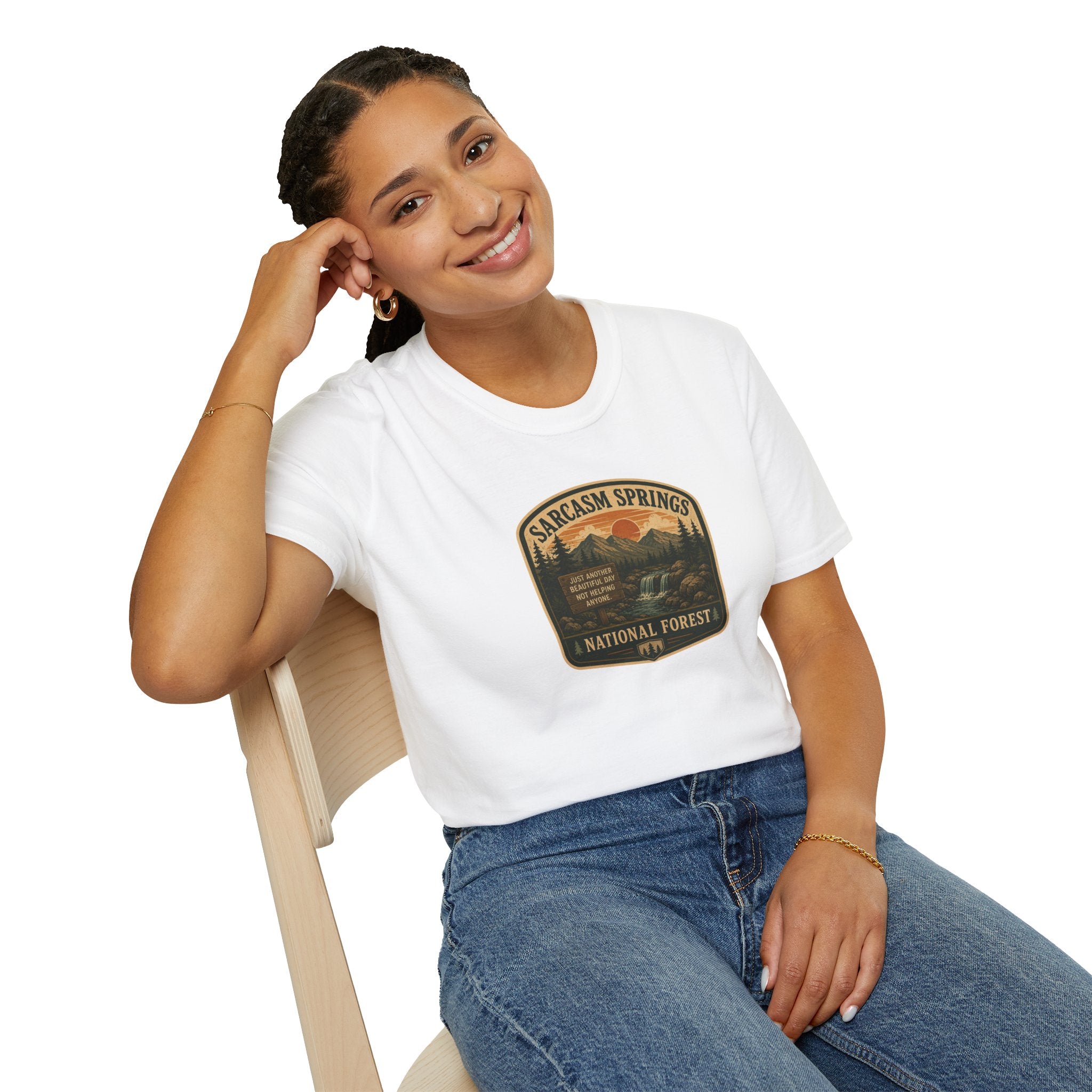 Sarcasm Springs National Forest Unisex T-Shirt | Funny Retro Outdoors Graphic Tee