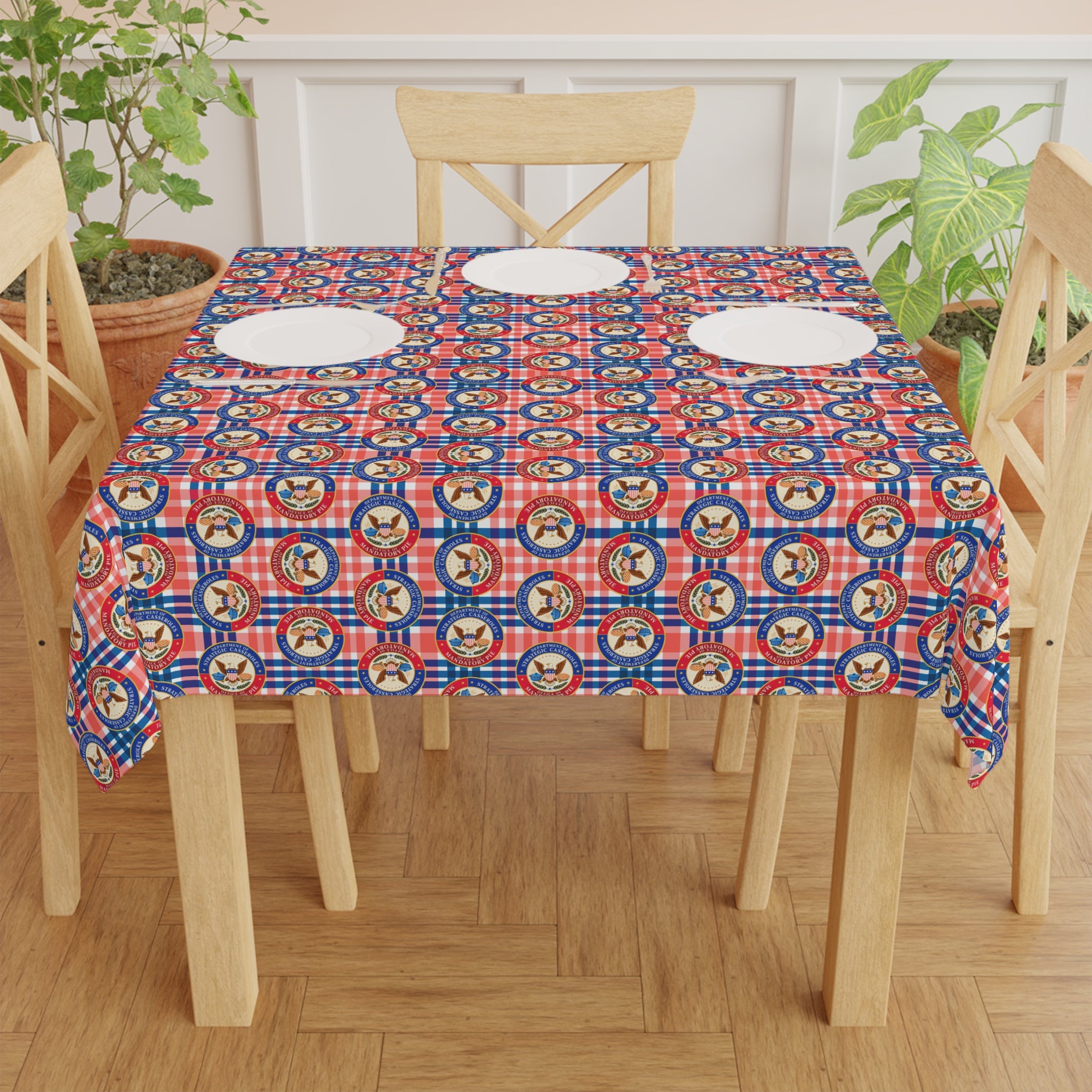 Department of Strategic Casseroles Tablecloth | Faux Government Picnic Table Cover