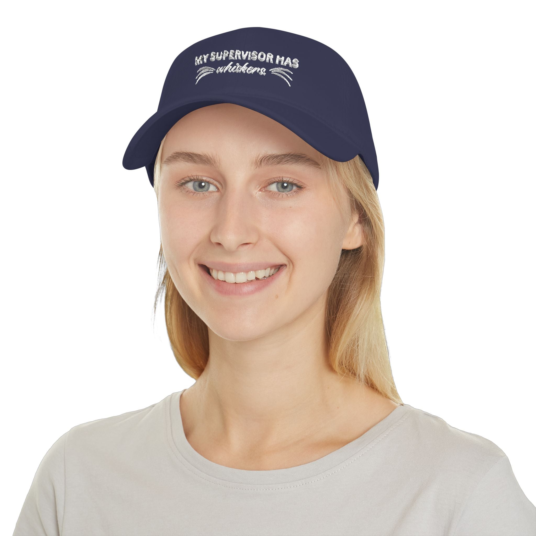 My Supervisor Has Whiskers Embroidered Cat Lover Baseball Cap