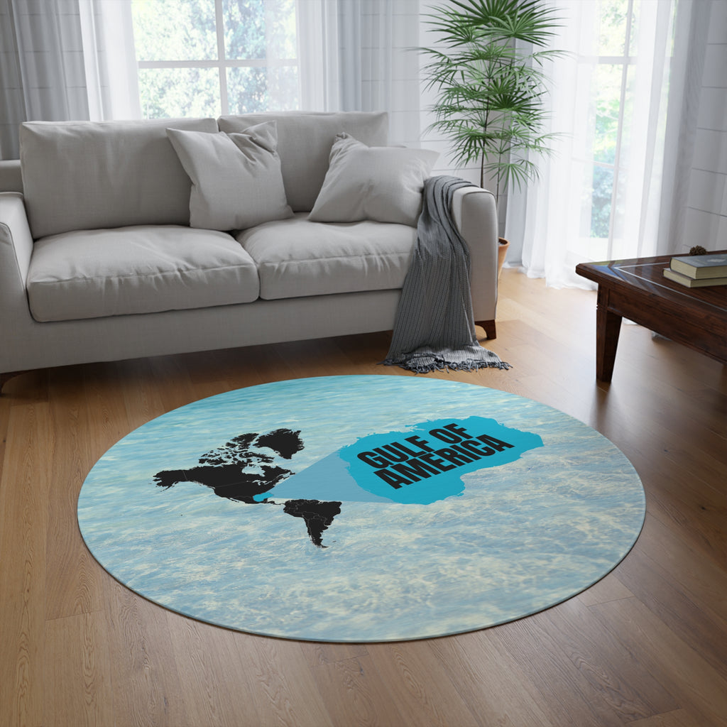 American Gulf Map Round Rug