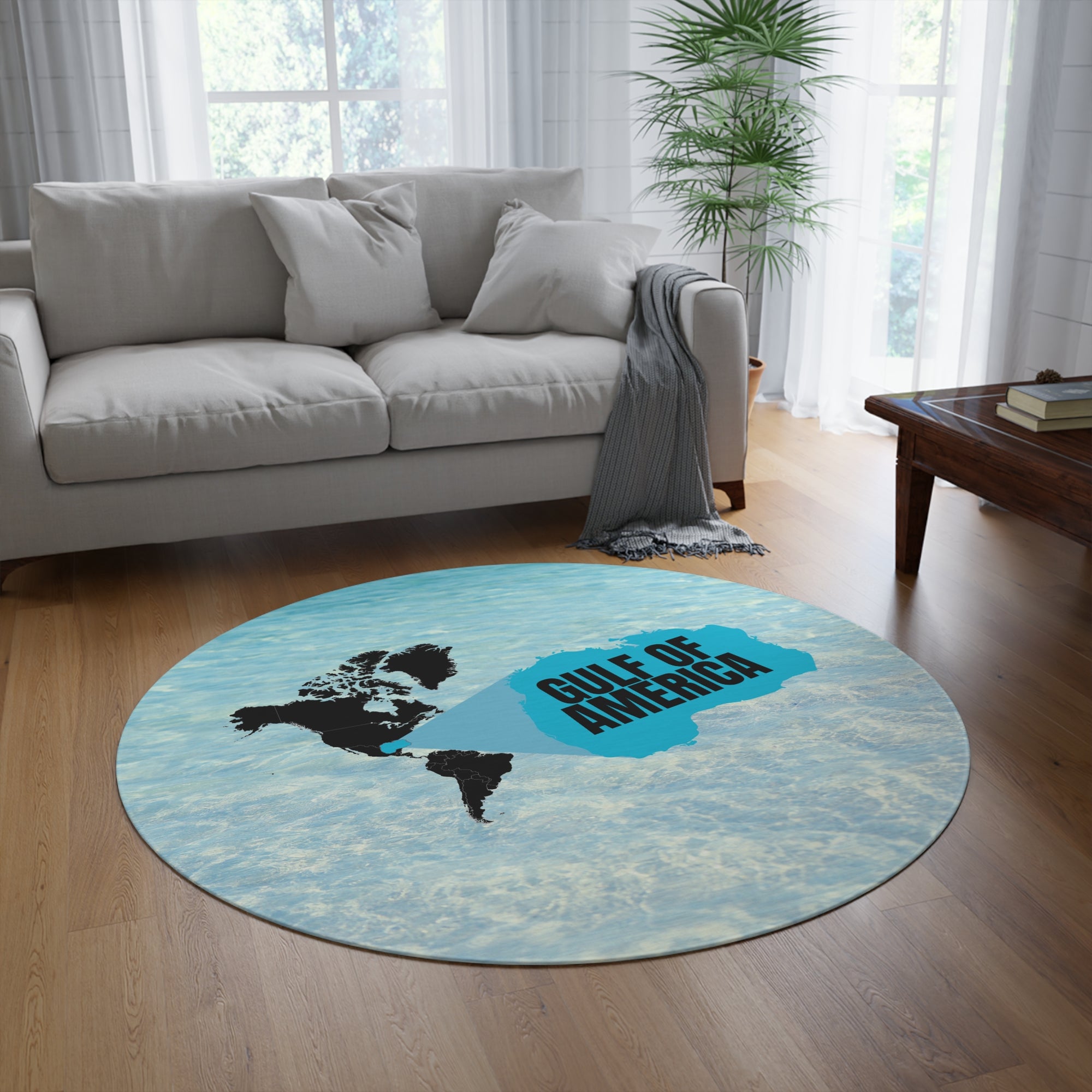American Gulf Map Round Rug