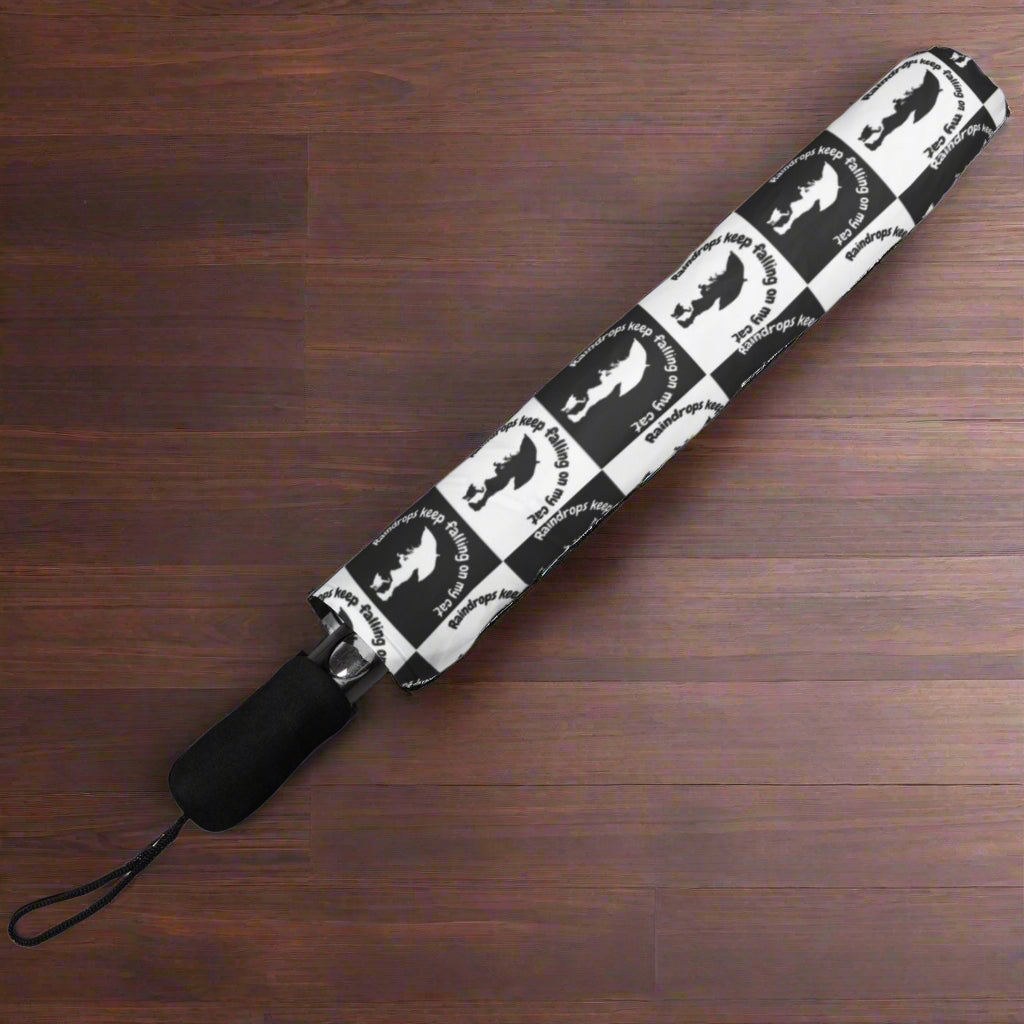 Raindrops Falling on my Cat Foldable Umbrella