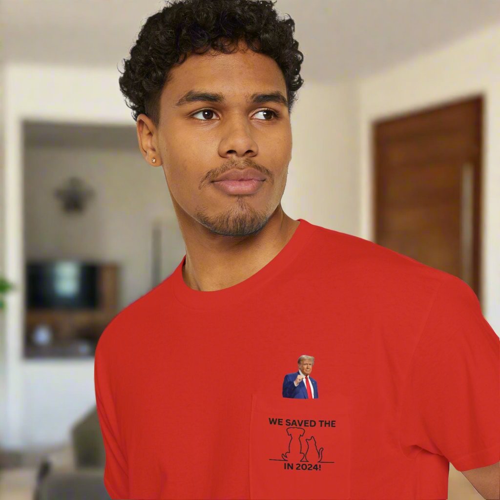 Trump - Saved the Cats & Dogs Unisex Heavy Cotton Pocket Tee