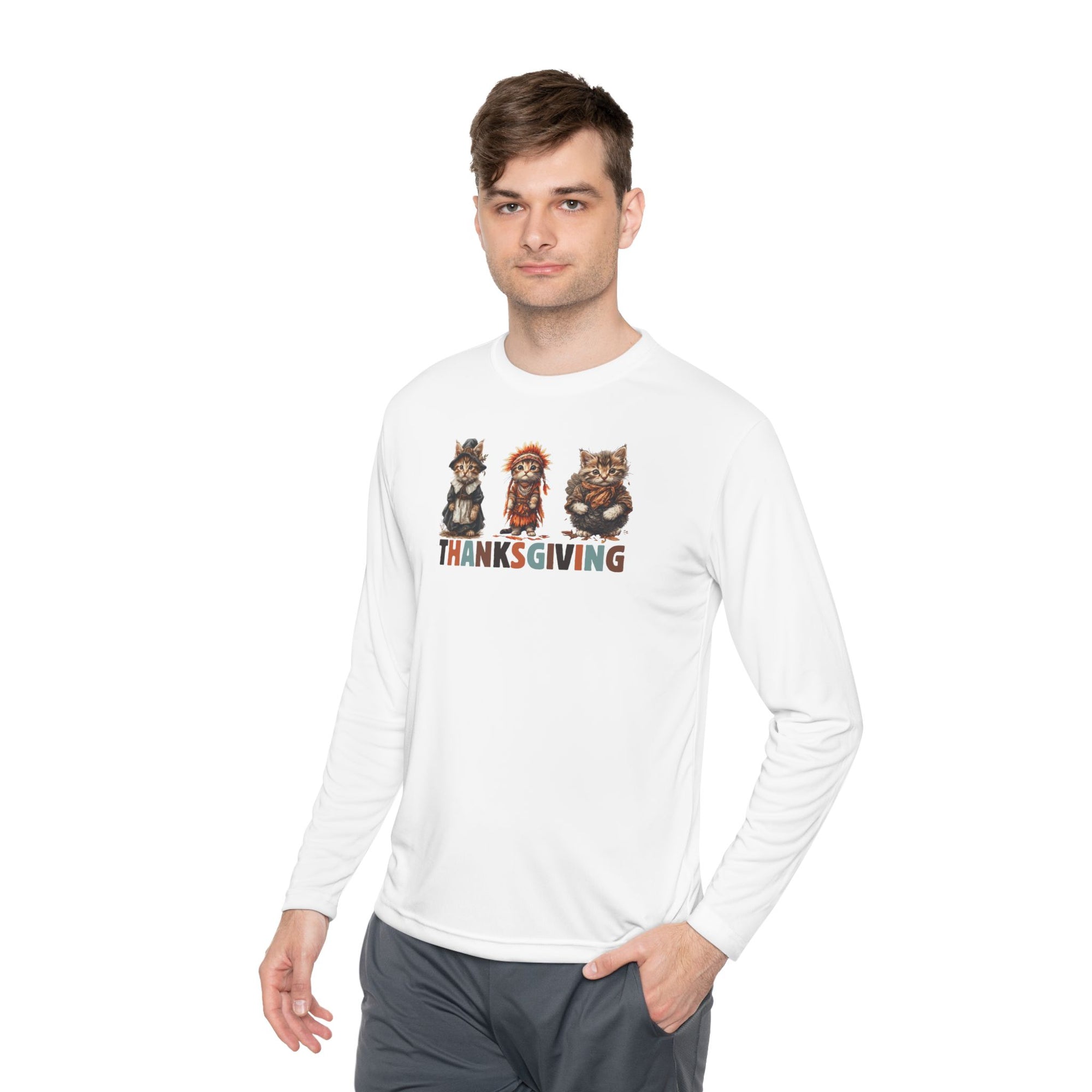 Thanksgiving Cat Themed Unisex Long Sleeve Tee