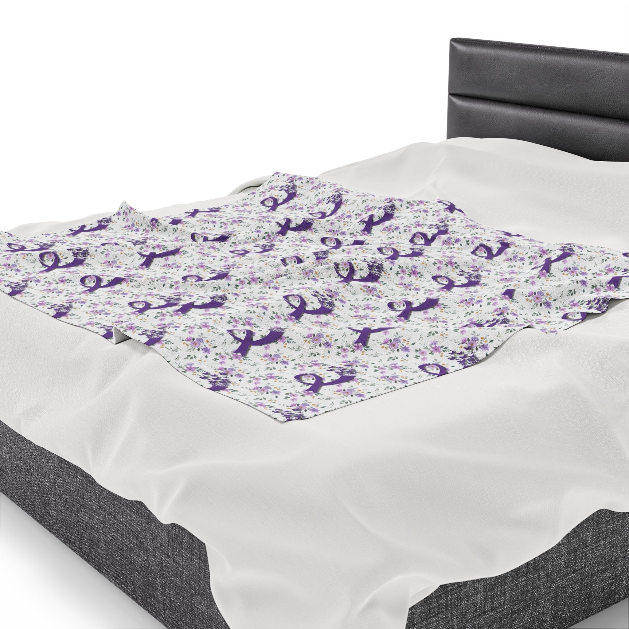 Purple Flowers Epilepsy Awareness Velveteen Plush Blanket - EpiAl's Shop