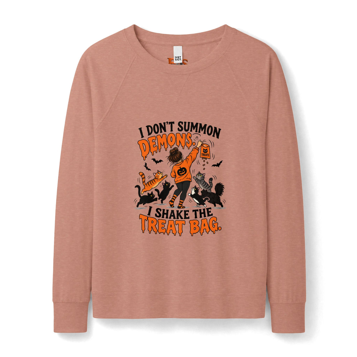 I Don’t Summon Demons, I Shake the Treat Bag Halloween Cat Sweatshirt