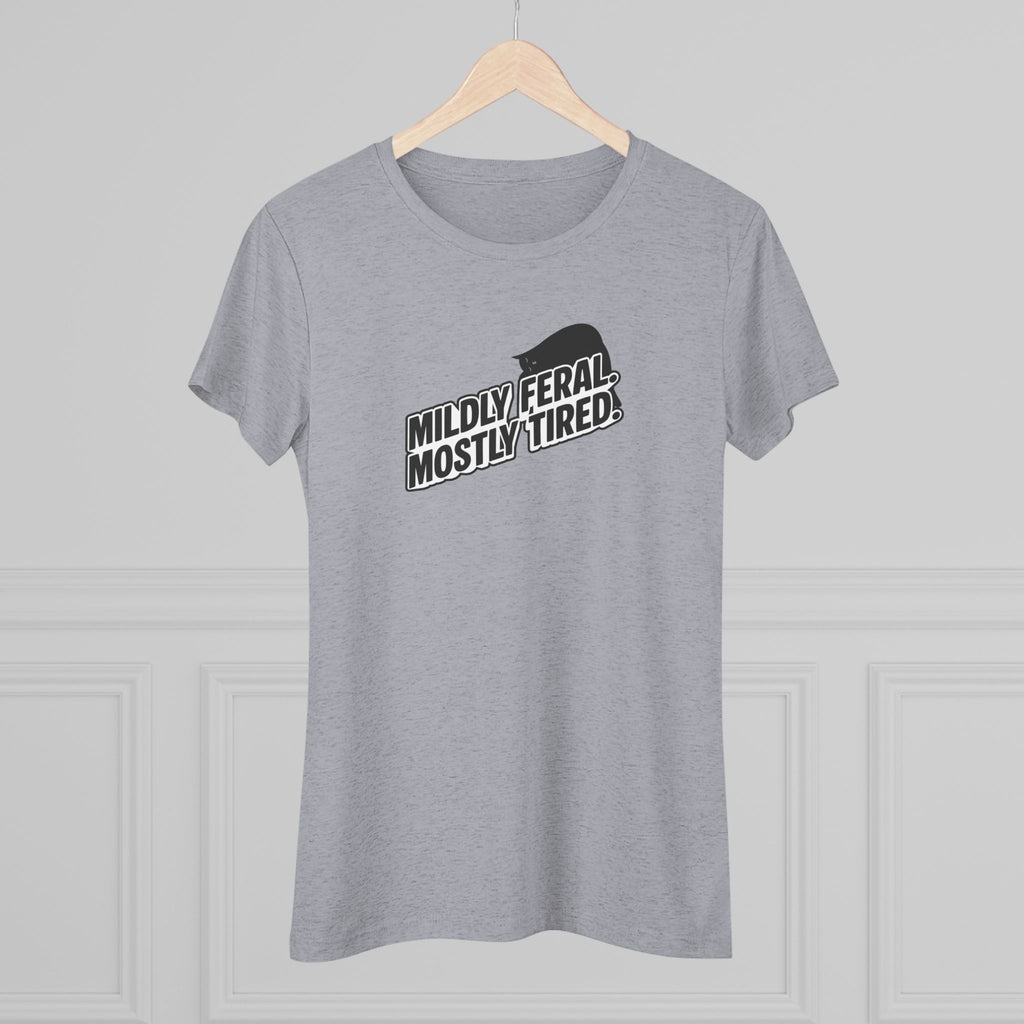 Mildly Feral Mostly Tired Slim Fit Cat Tee