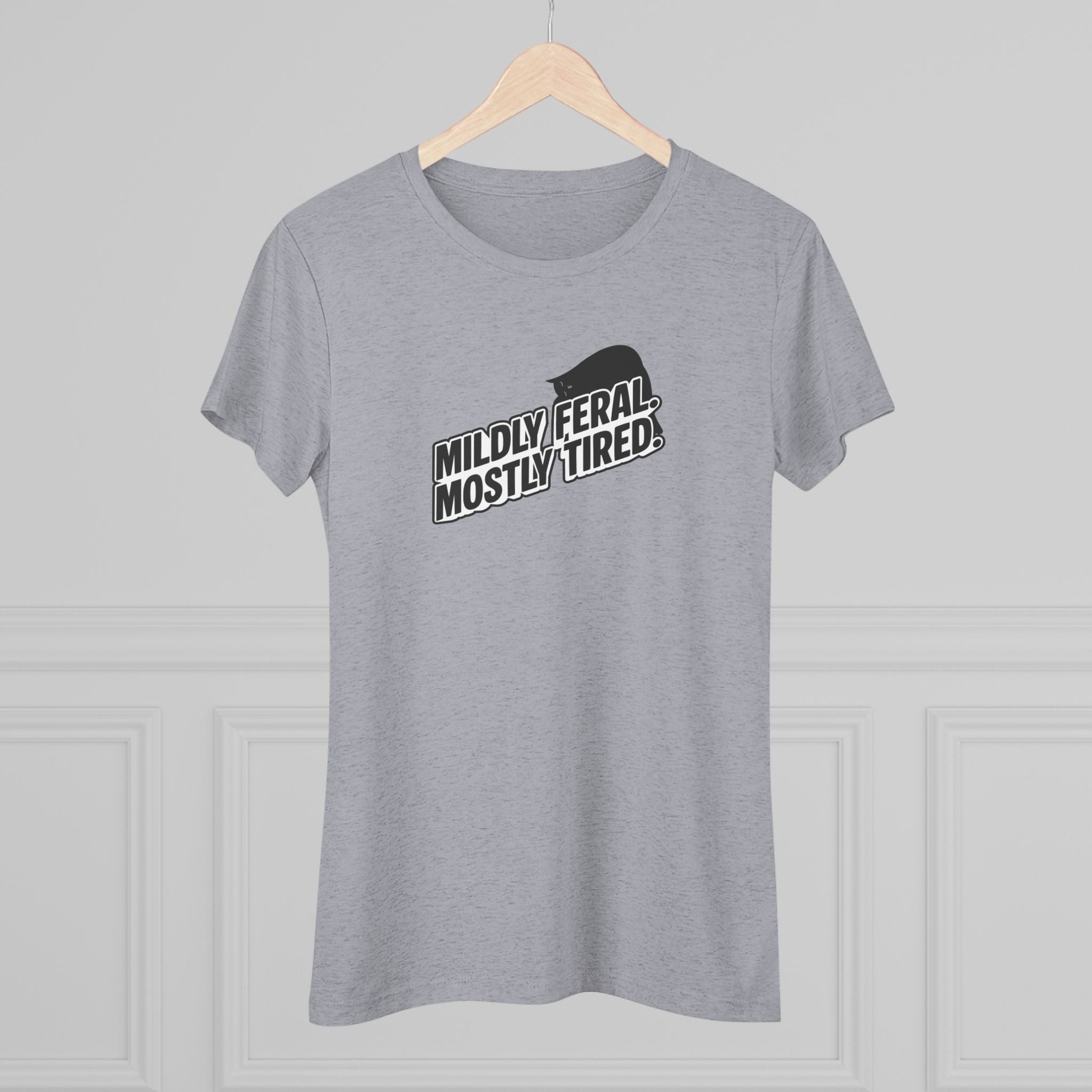 Mildly Feral Mostly Tired Slim Fit Cat Tee