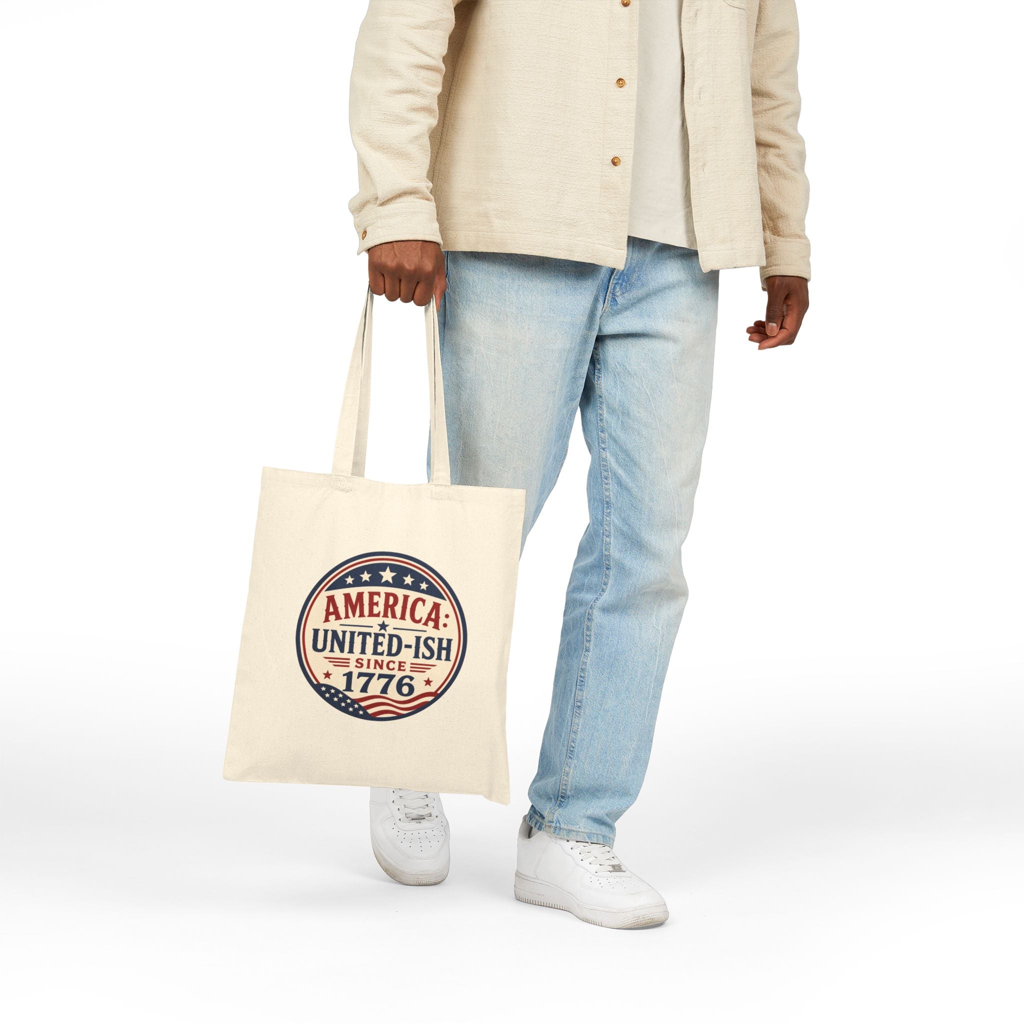America United-ish Since 1776 Patriotic Canvas Tote Bag | Americana USA Carryall