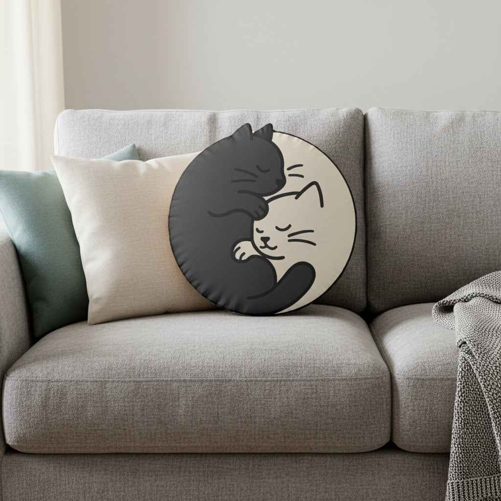 Cat Yin-Yang Shaped Pillow