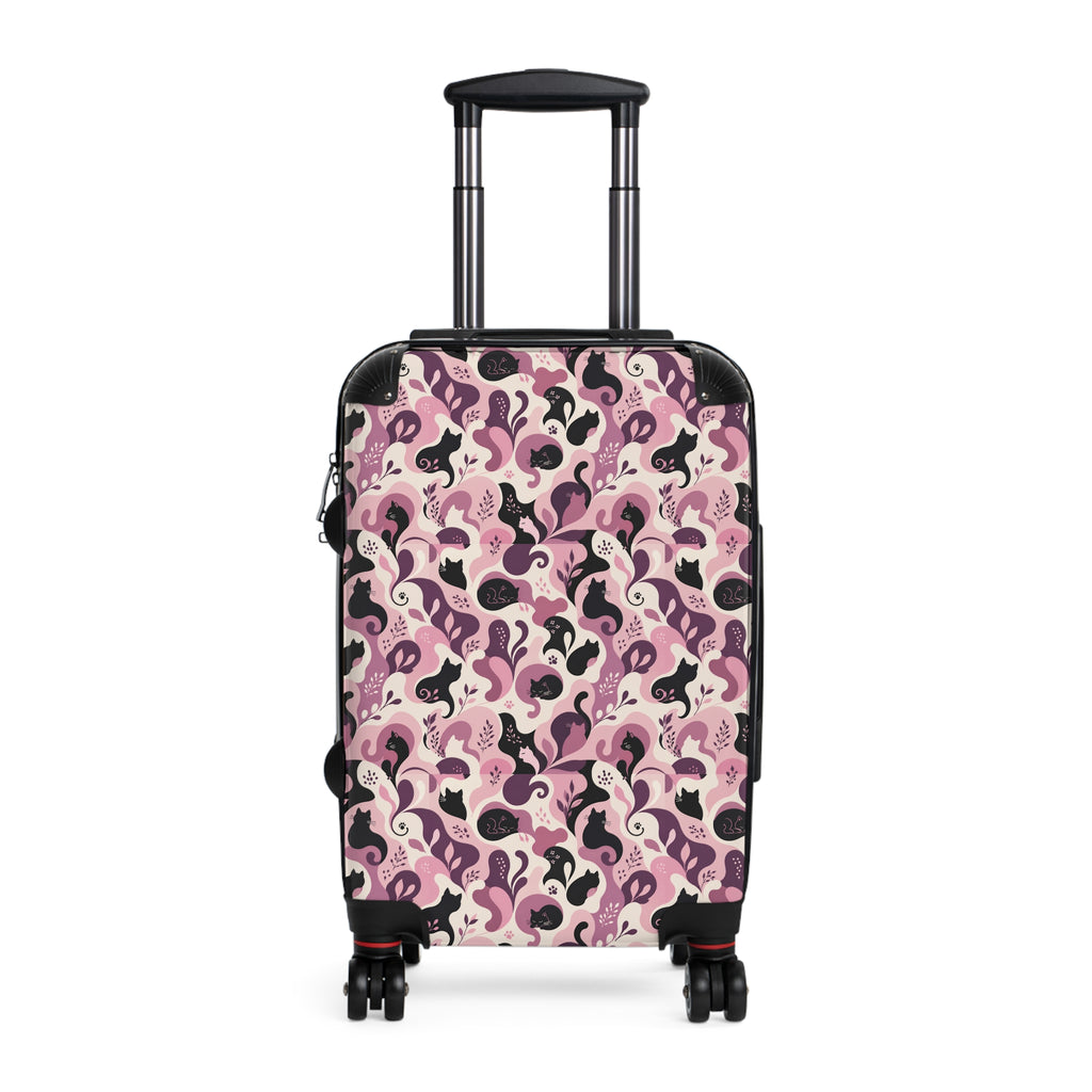 Cat Lady Camo Hard-Shell Suitcase - Pink Abstract Cat Luggage for Women
