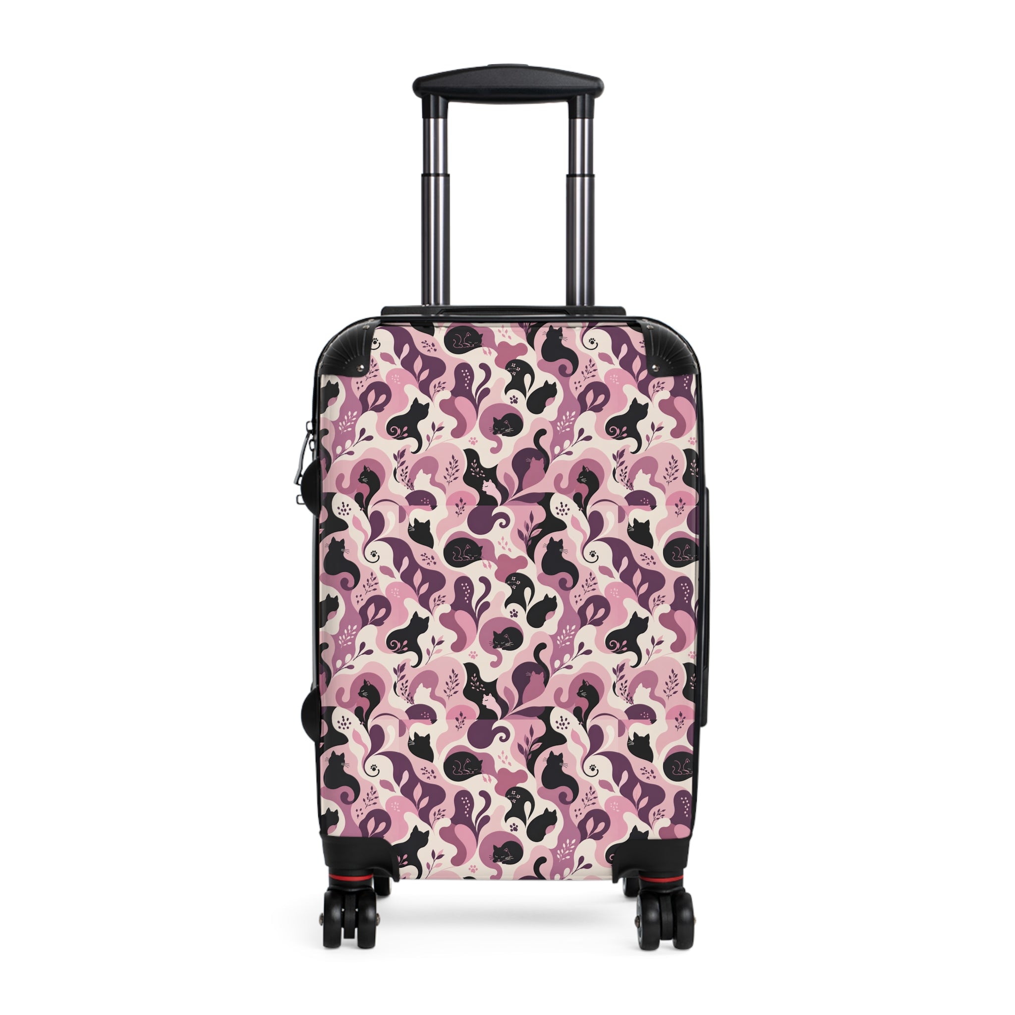 Cat Lady Camo Hard-Shell Suitcase - Pink Abstract Cat Luggage for Women