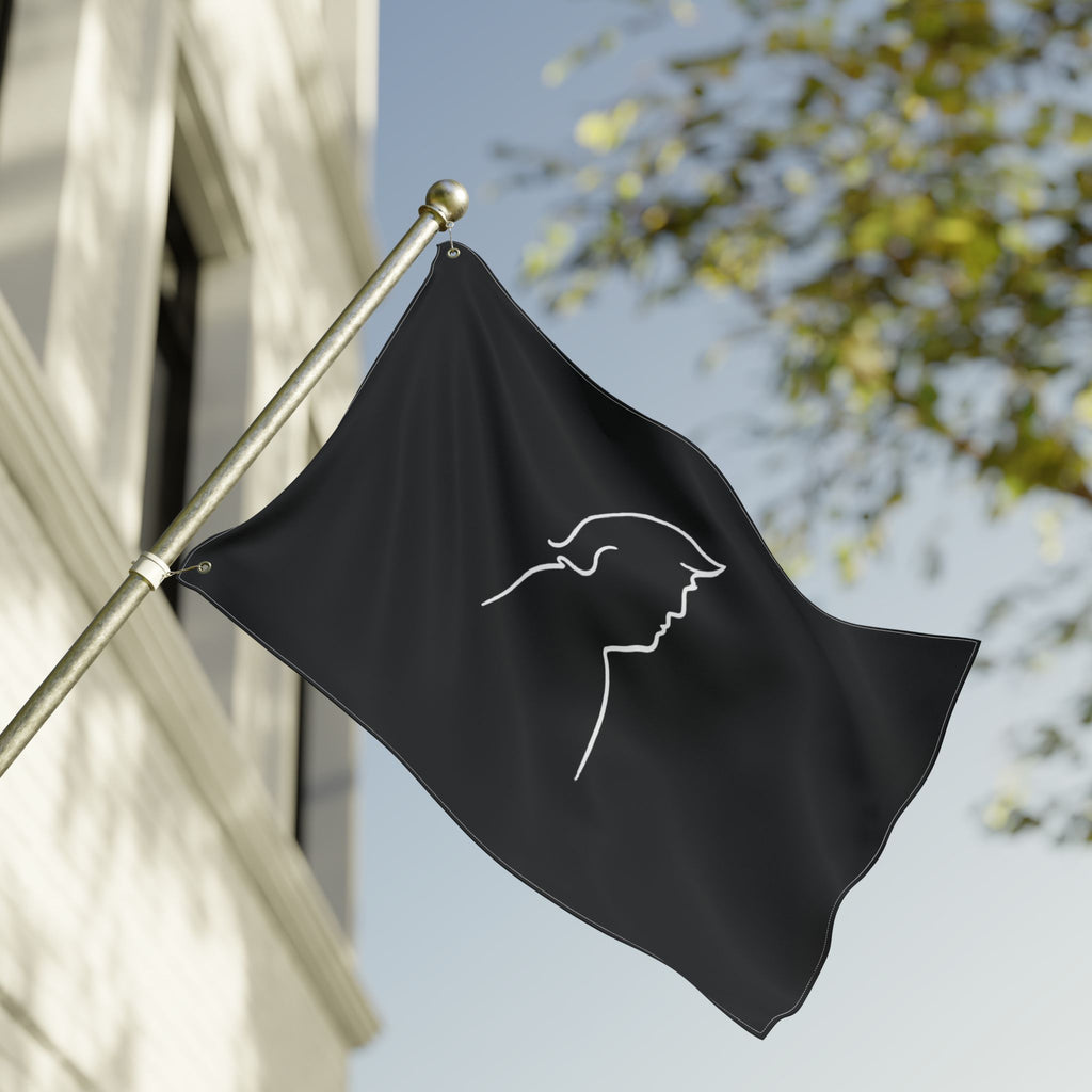 Minimalist Line Portrait Flag – Modern Political Parody Design