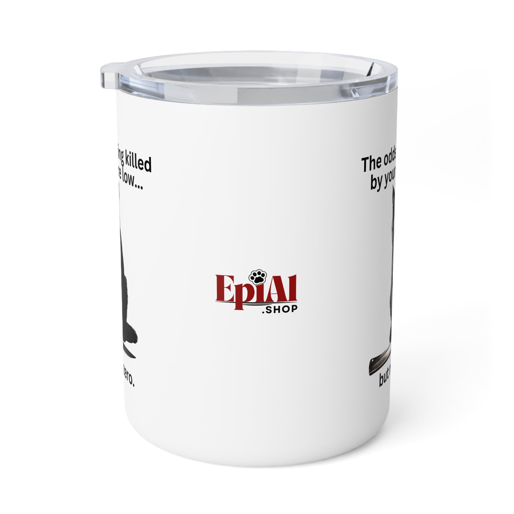 Photo depicting the ​Killer Cat Odds Insulated Coffee Mug, 10oz from EpiAl's Shop.