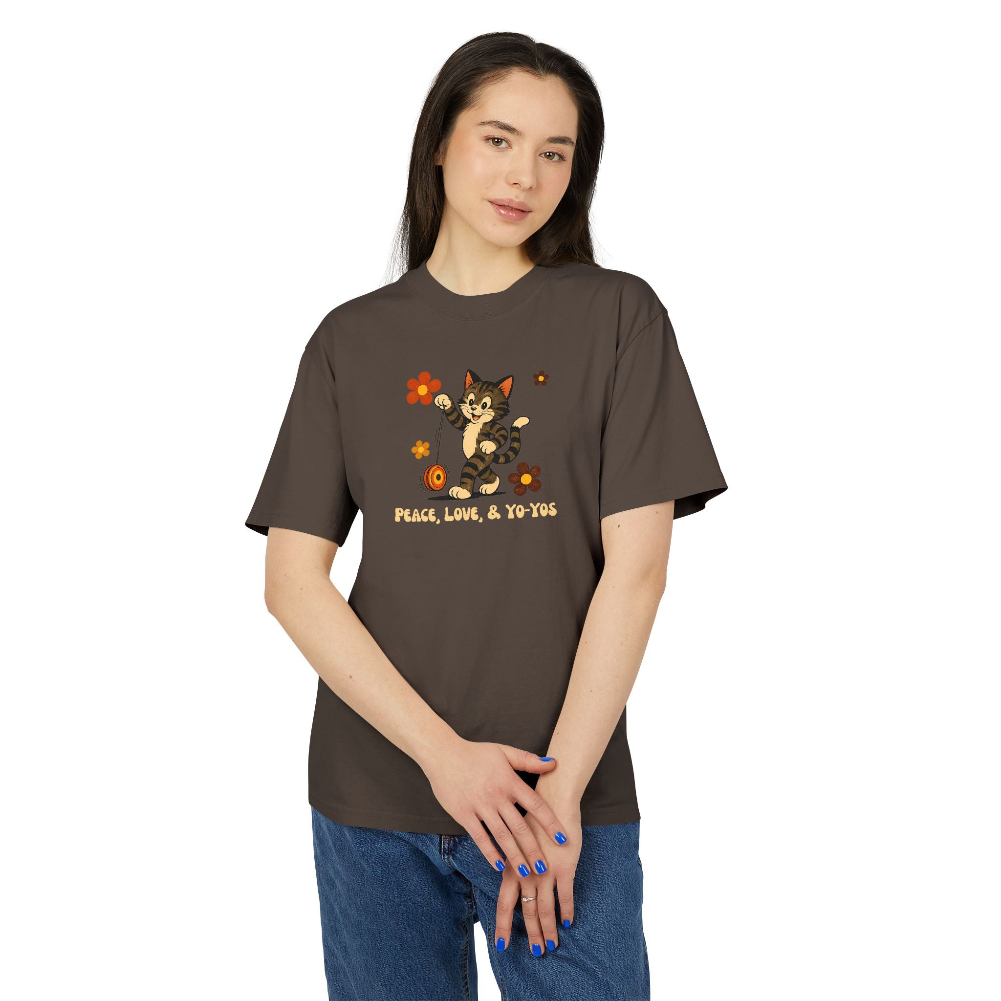 Peace, Love, & Yo-Yos Oversized Vintage Cat T-Shirt