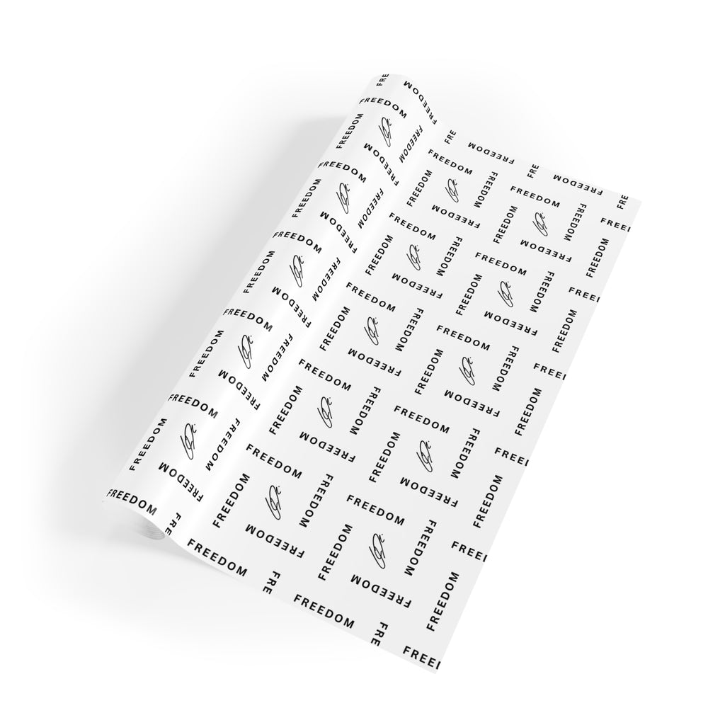 White Freedom-Themed Gift Wrapping Paper Roll, Statement Gift Wrap