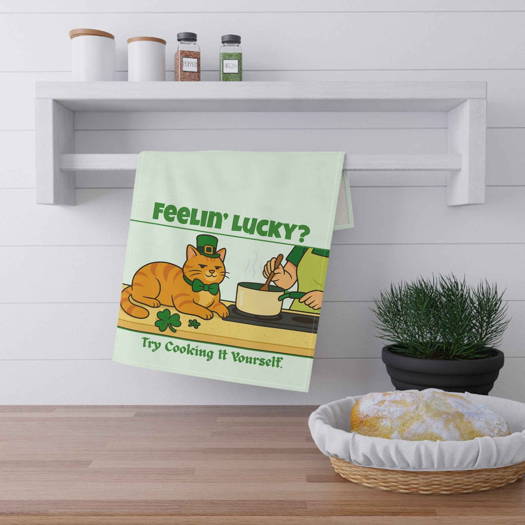 Feelin’ Lucky? – St. Patrick’s Day Cat Tea Towel