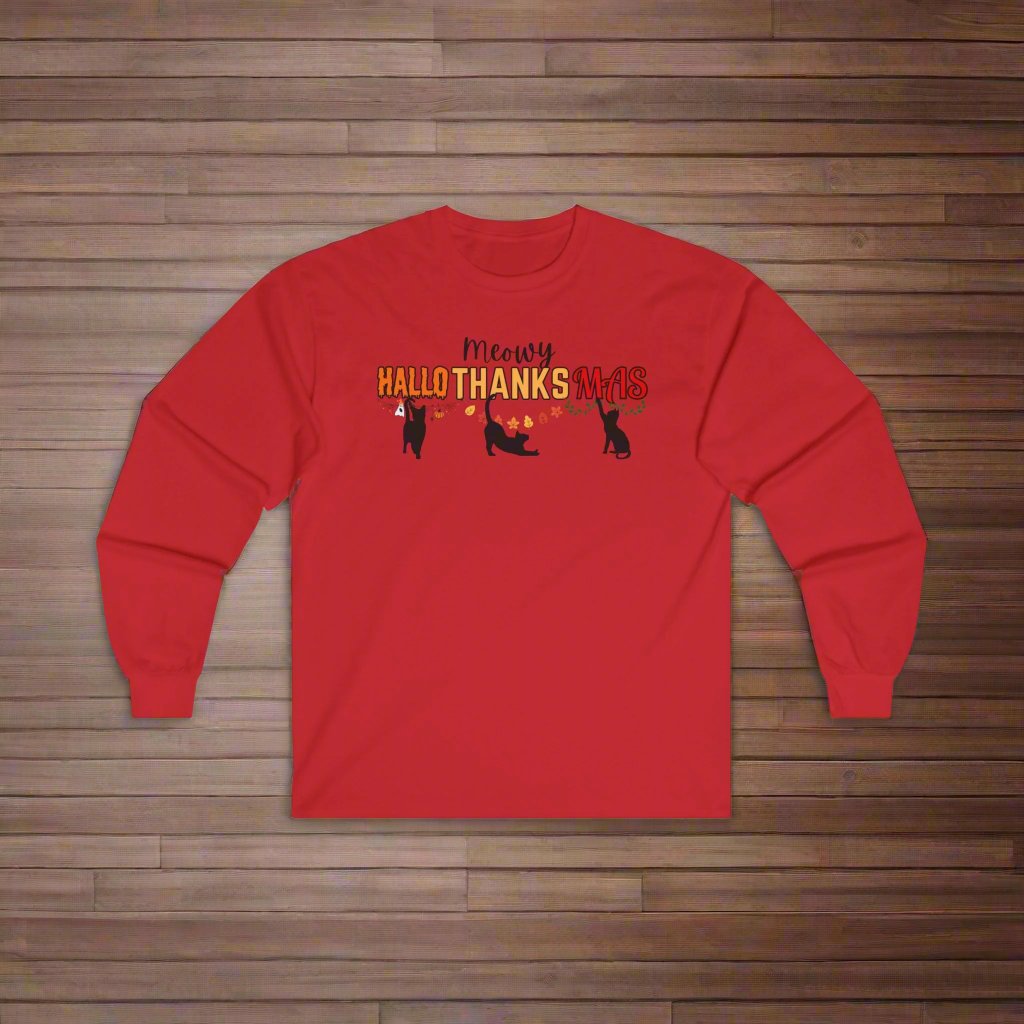 Meowy HalloThanksMas Unisex Ultra Cotton Long Sleeve Tee