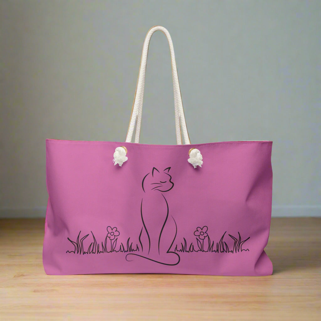 Chic Cat-Themed Weekender Bag - Pet Lover Gift