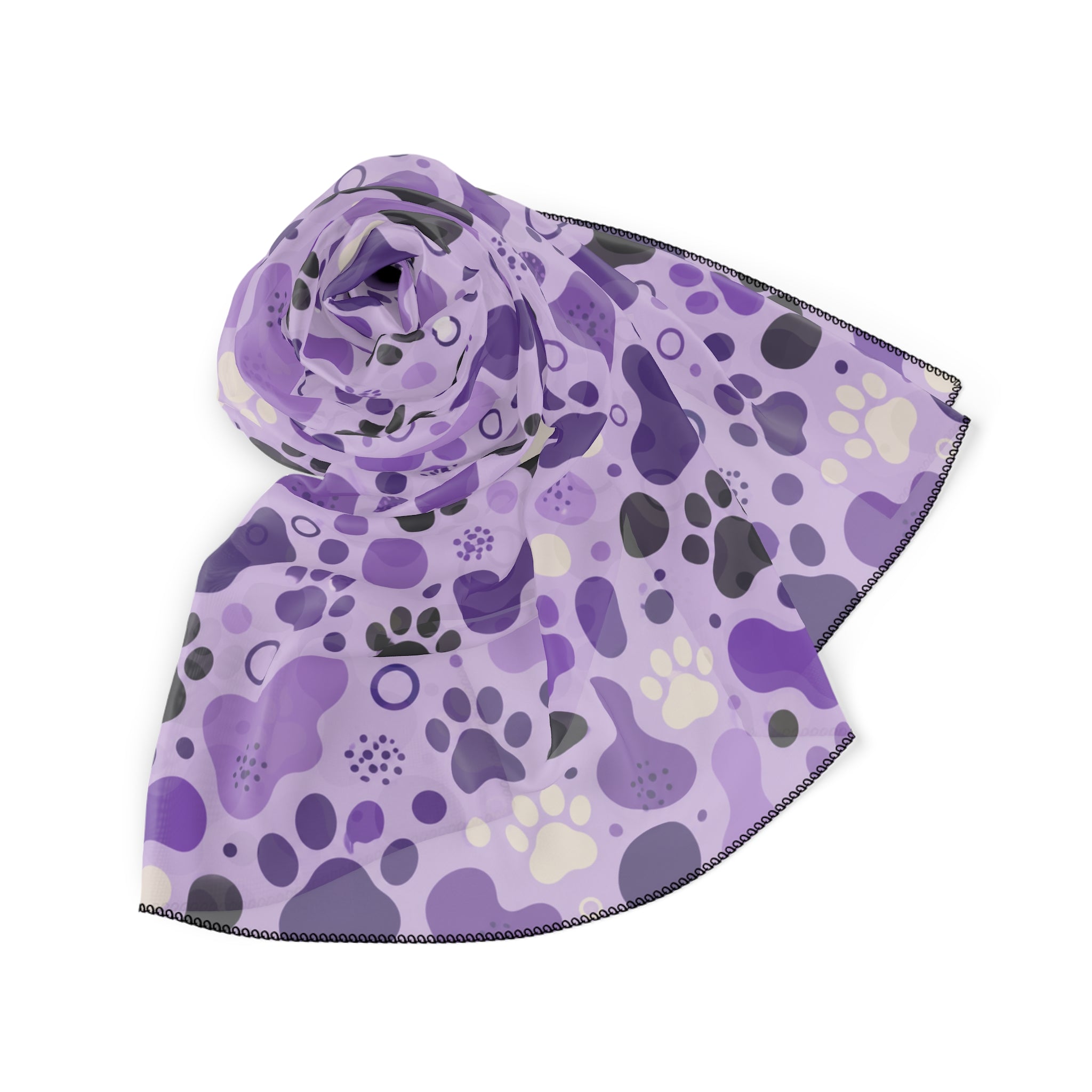 Purple Paw Print Scarf | Cat & Dog Lover Square Scarf