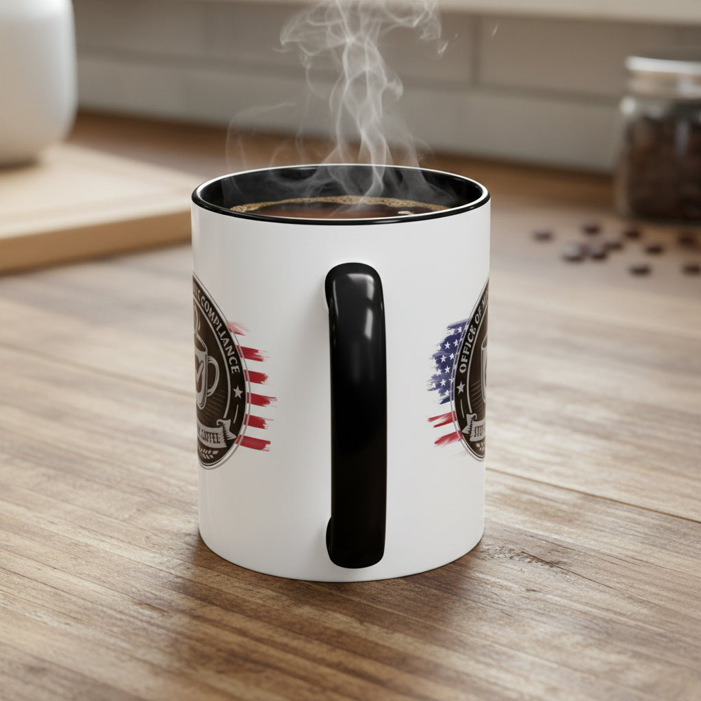 Office of Morning Compliance Coffee Mug – “Step One: Coffee” Official Seal Cup