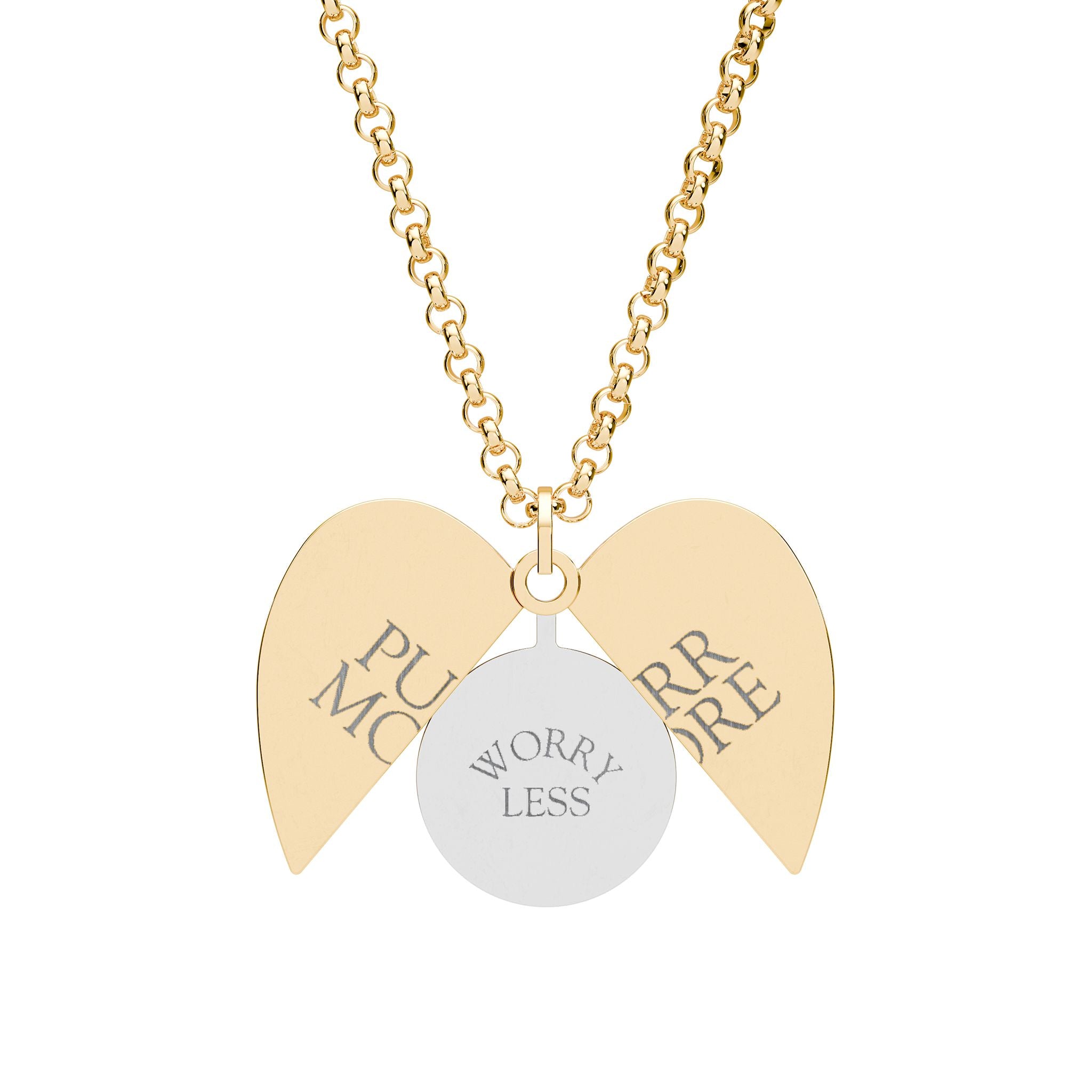 Purr More, Worry Less Hidden Message Heart Necklace
