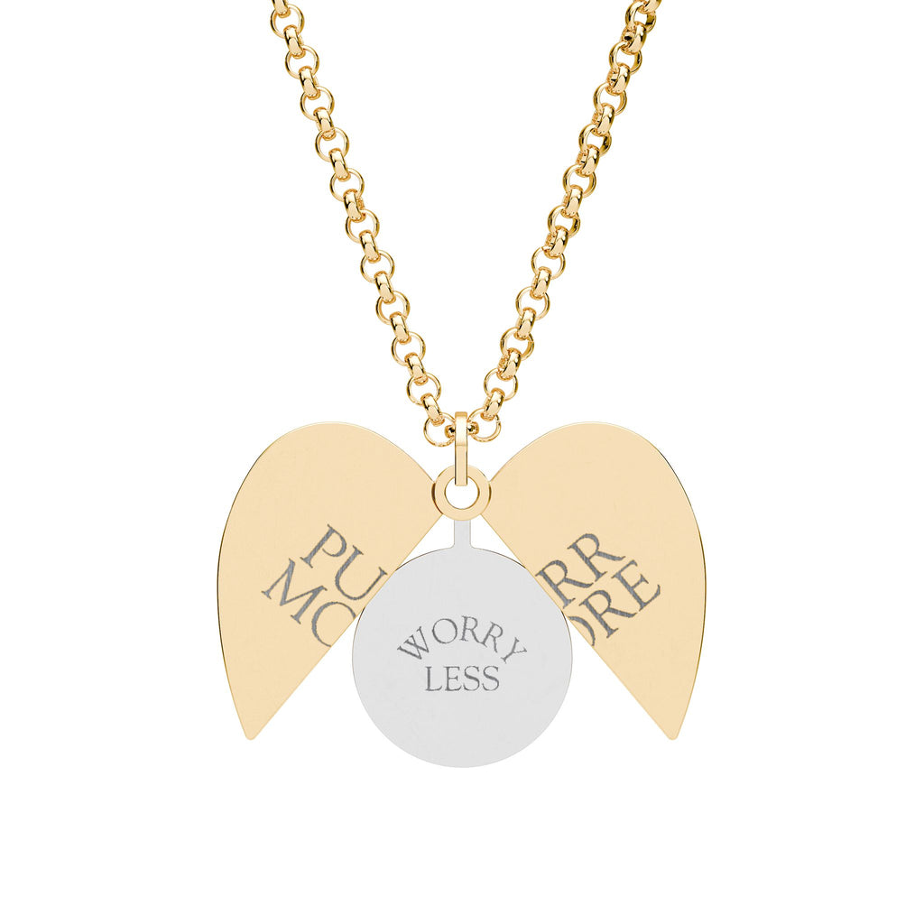 Purr More, Worry Less Hidden Message Heart Necklace