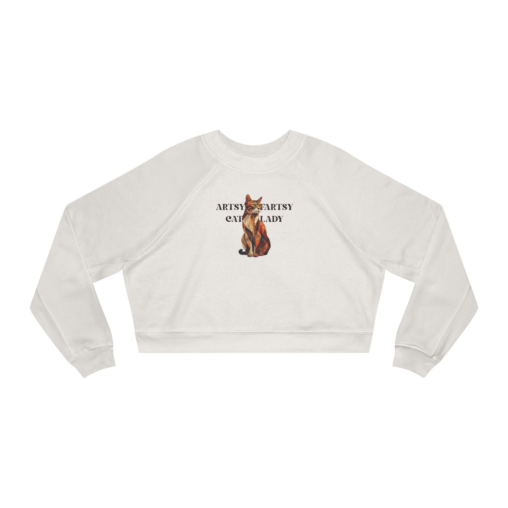 Artsy Fartsy Cat Lady Cropped Fleece Pullover, Autumn Fashion