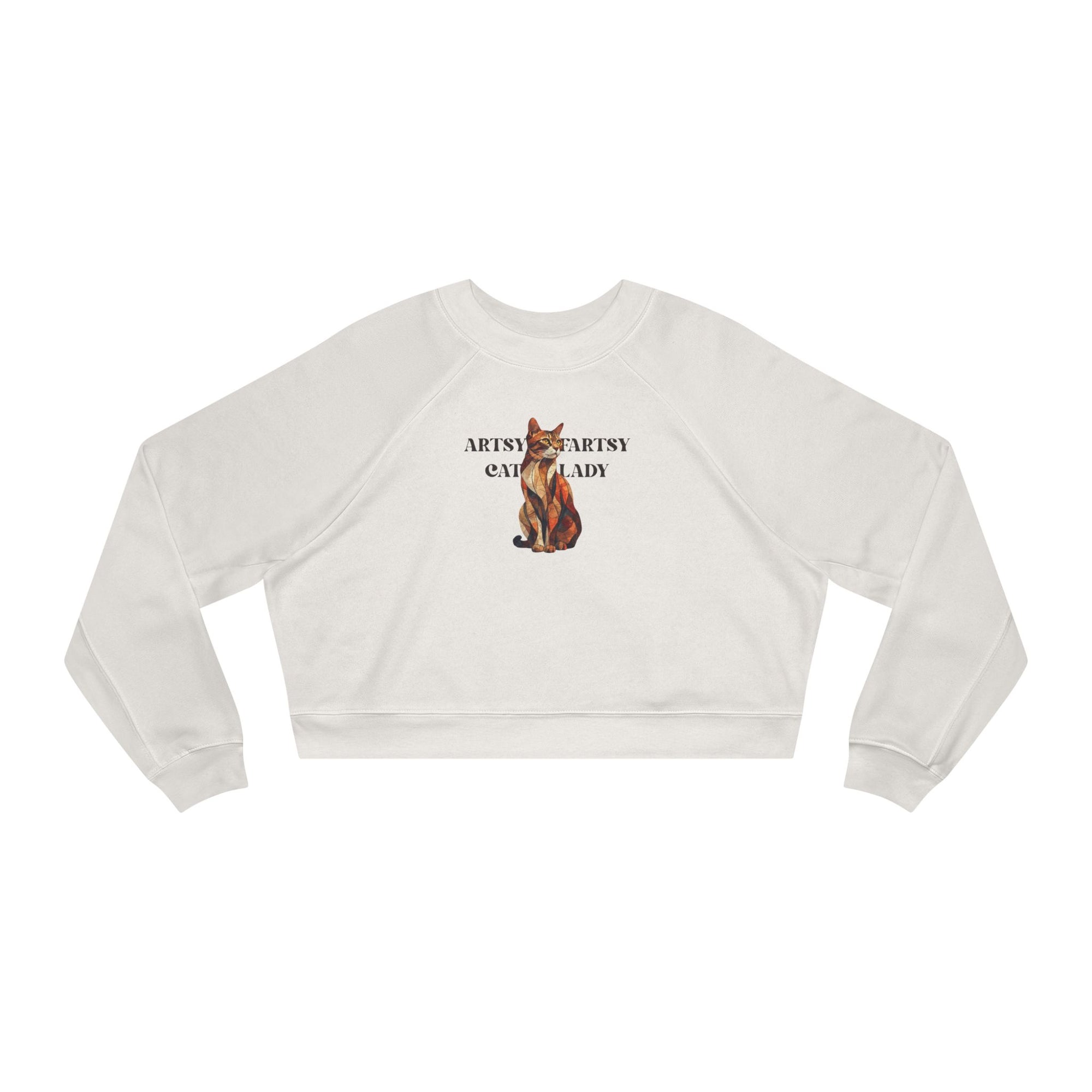 Artsy Fartsy Cat Lady Cropped Fleece Pullover, Autumn Fashion