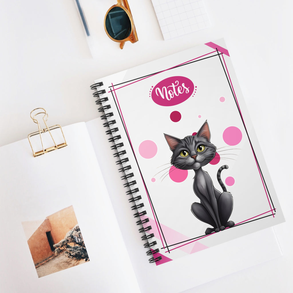 Gray Kitty Spiral Notebook for Students or Cat Lovers