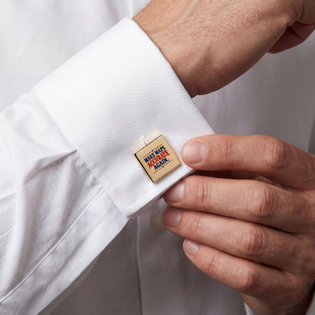Make Maps Accurate Again Gold Cufflinks | Lake Ontario Lake America Humor