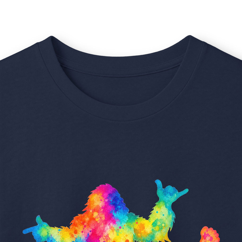 Rainbow Dancing Bigfoot Long Sleeve T-Shirt | Colorful Psychedelic Sasquatch Tee
