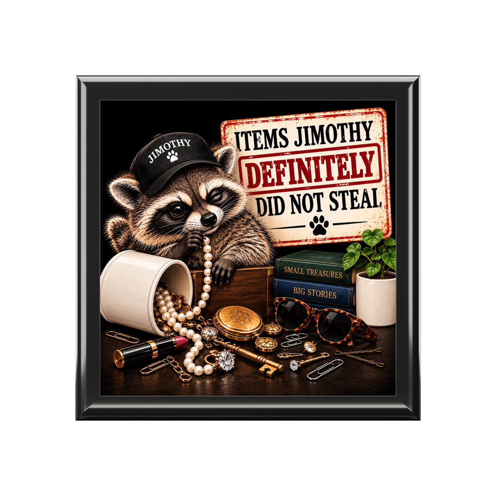 Items Jimothy Definitely Did Not Steal Collection Box | Funny Raccoon Keepsake & Trinket Box