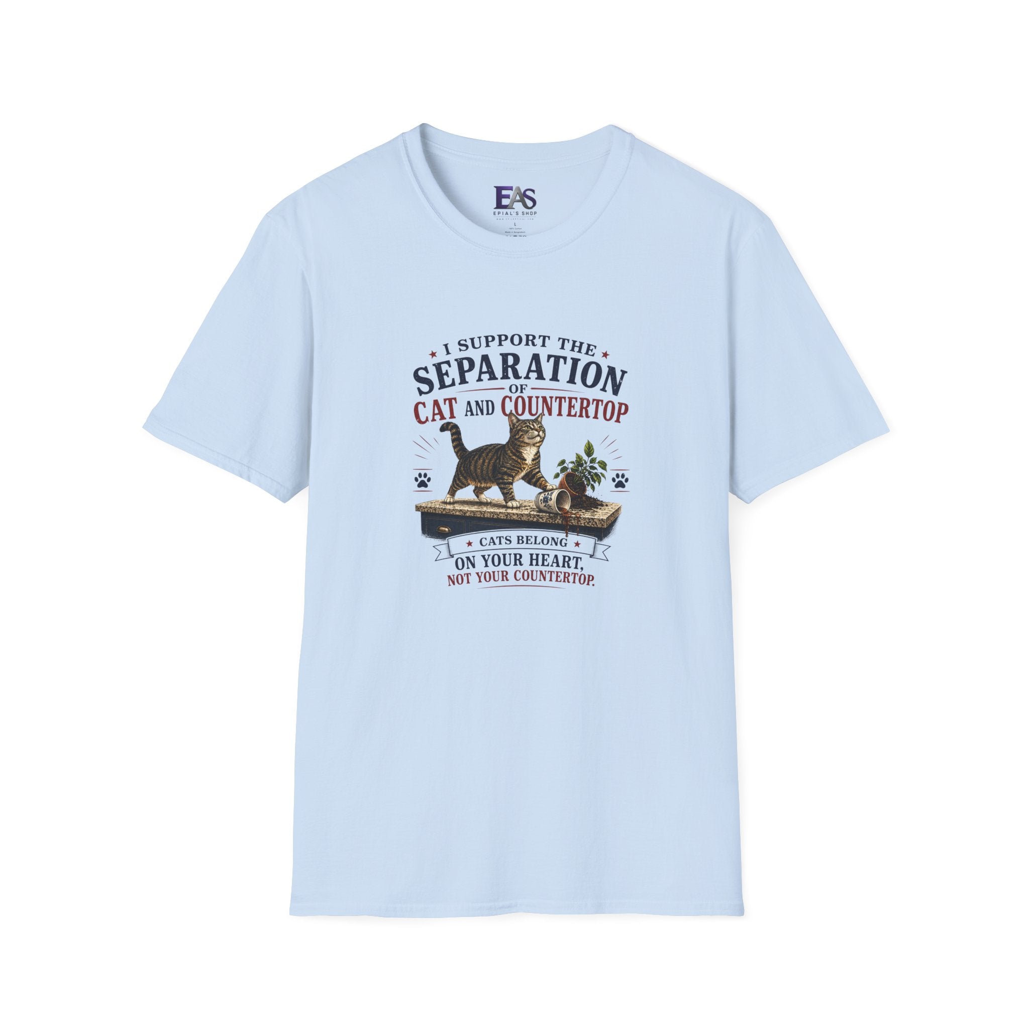 Separation of Cat and Countertop T-Shirt | Funny Cat Lover Tee