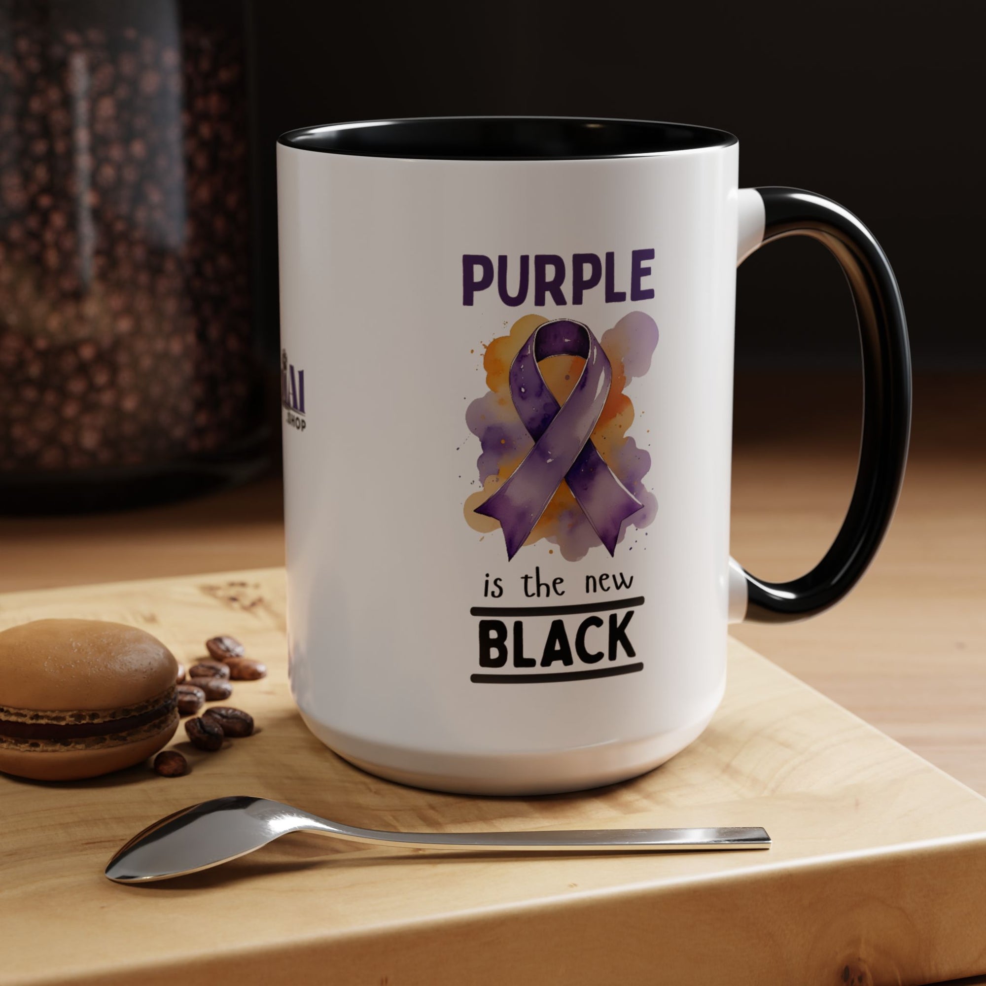 Purple Ribbon Accent Coffee Mug