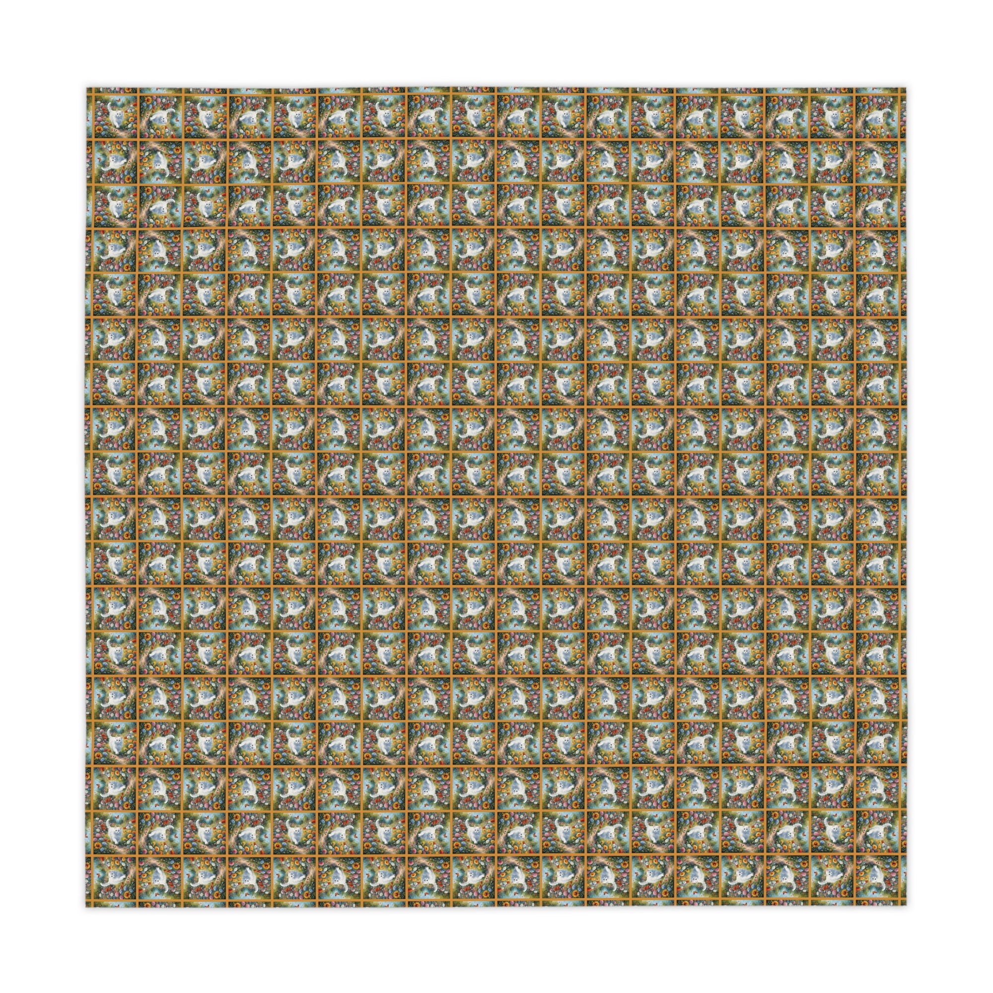 White Spring Kitties Tablecloth