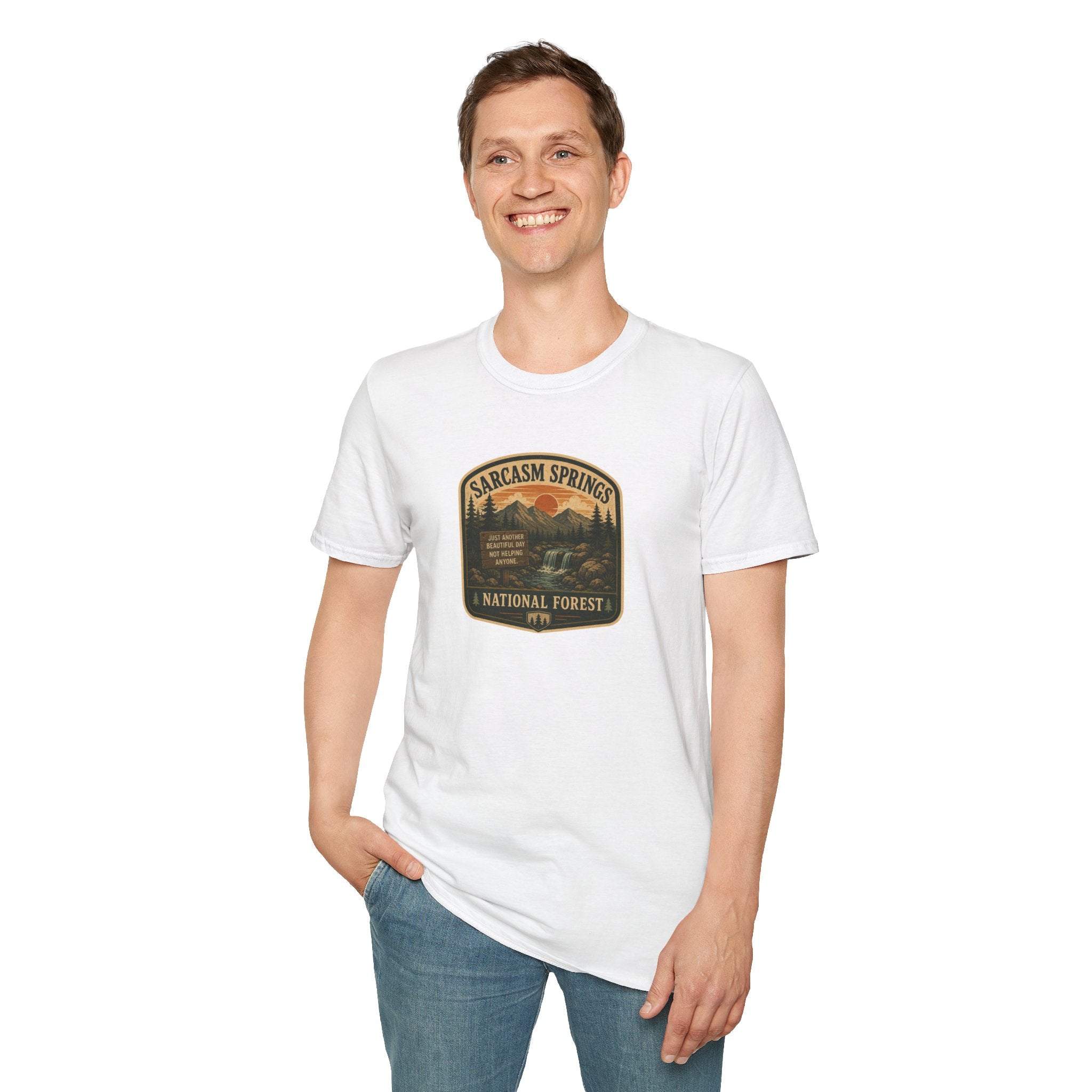 Sarcasm Springs National Forest Unisex T-Shirt | Funny Retro Outdoors Graphic Tee