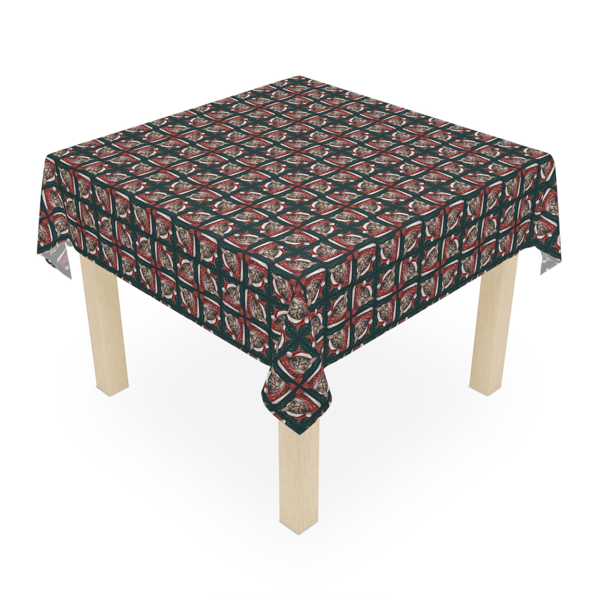 Santa Hat Tabby Christmas Tablecloth