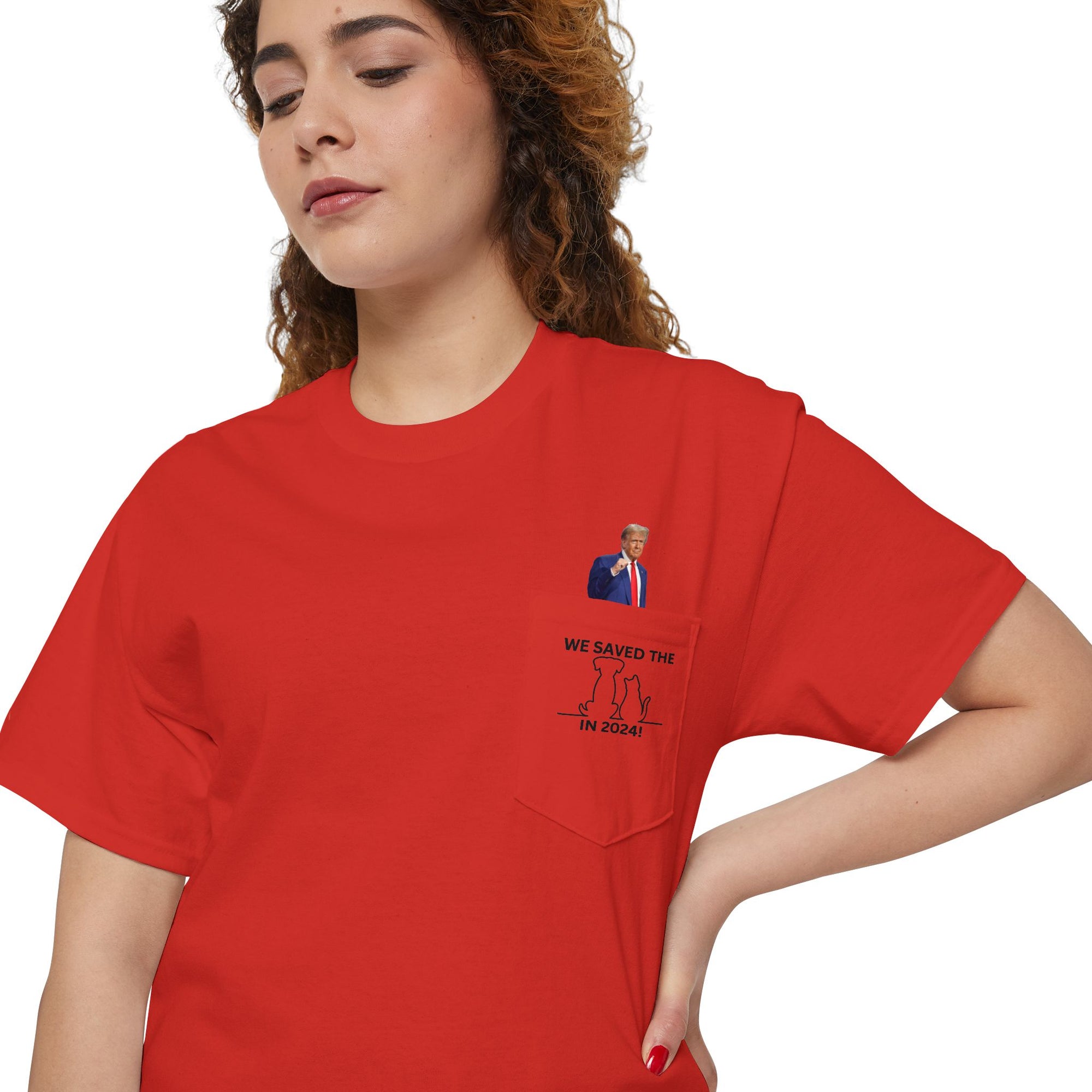 Trump - Saved the Cats & Dogs Unisex Heavy Cotton Pocket Tee