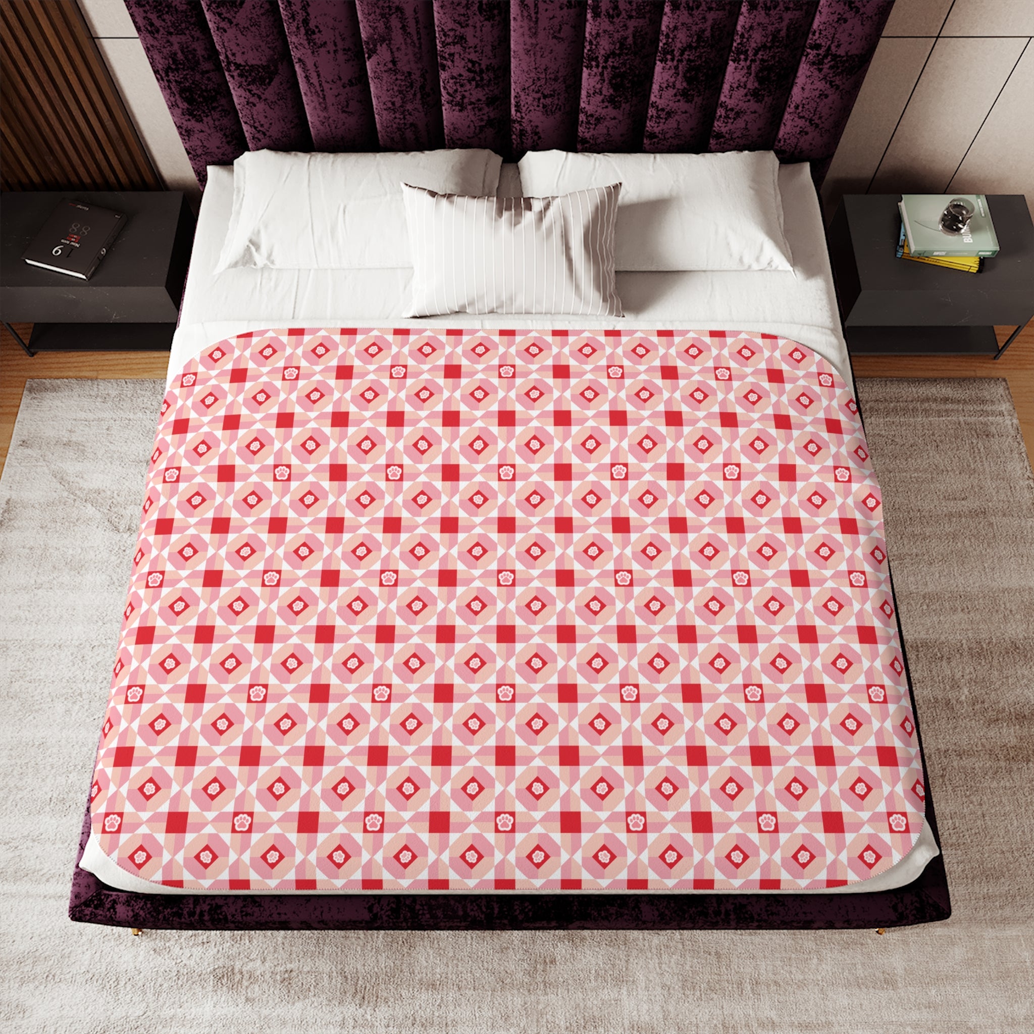 Cat Paw Patchwork Sherpa Blanket