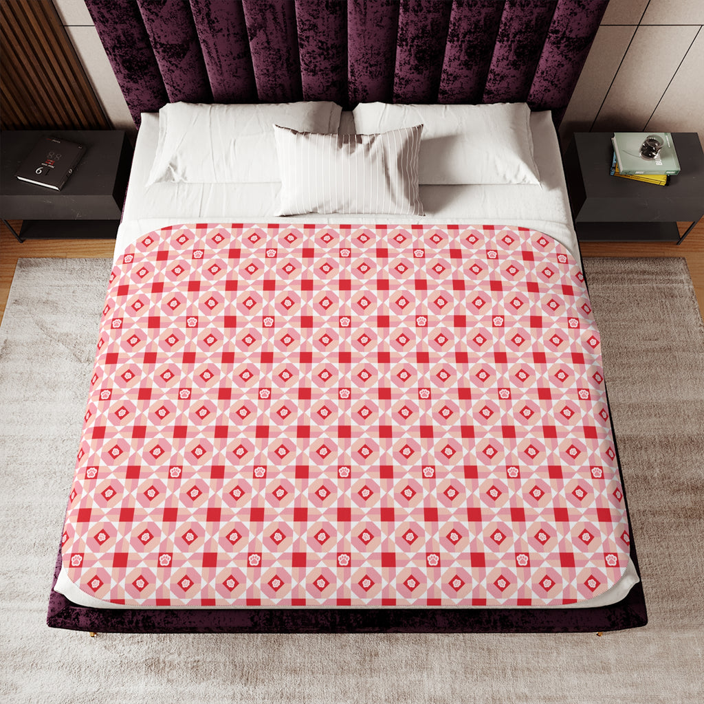 Cat Paw Patchwork Sherpa Blanket