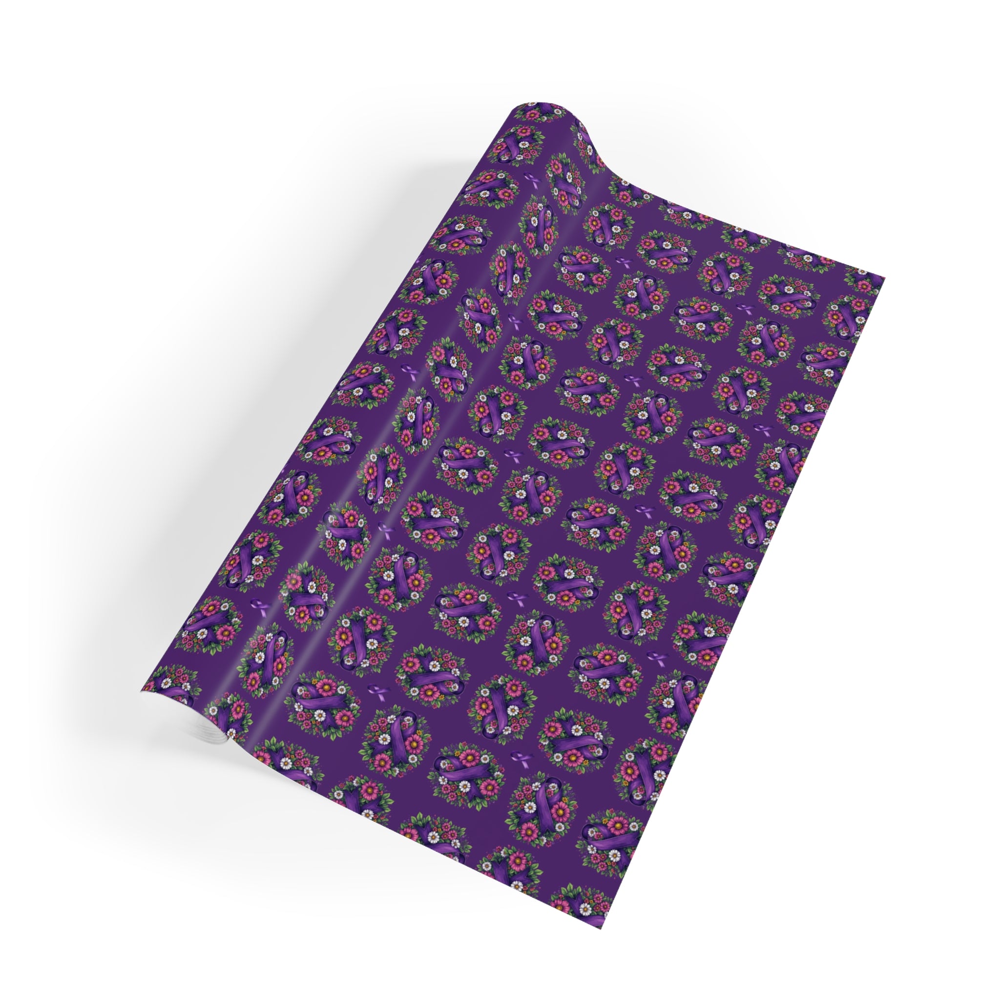 Purple Ribbon & Flowers Gift Wrapping Paper Roll - Paper Products, Gift Wrapping Paper - EpiAl's Shop
