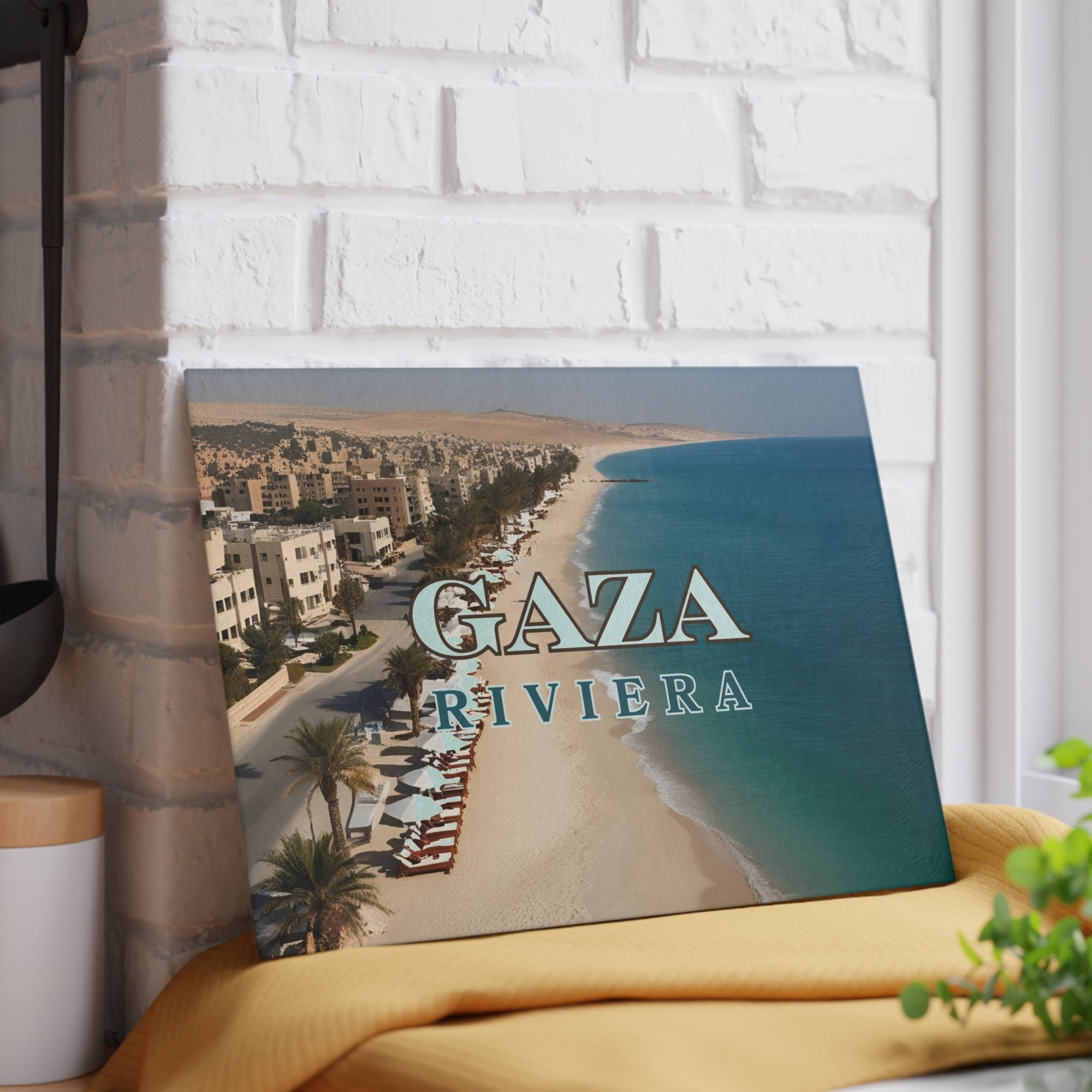 Gaza Riviera Glass Cutting Board Printify