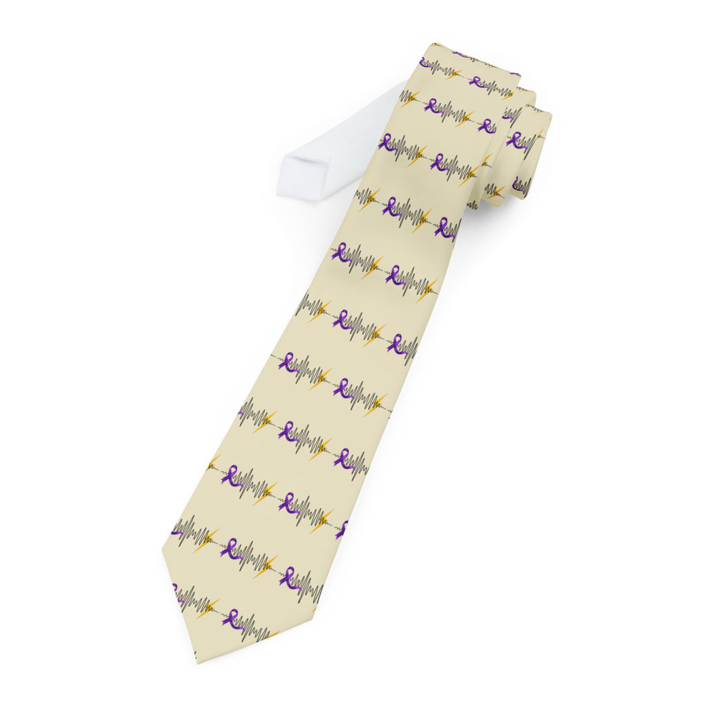 Epilepsy Awareness Purple Ribbon EKG Necktie