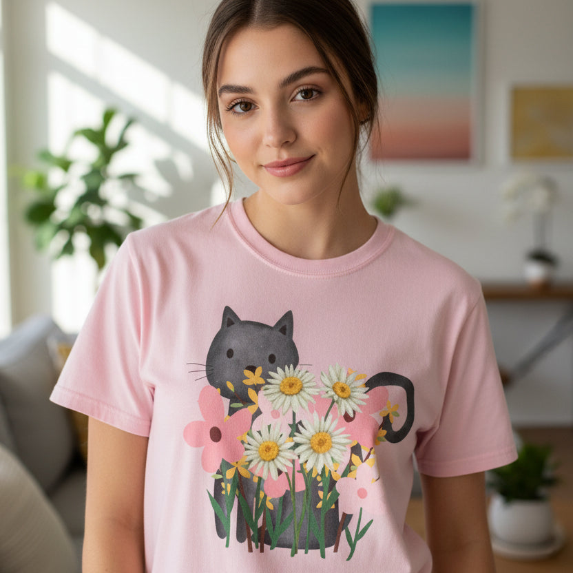 Women’s Floral Cat T-Shirt