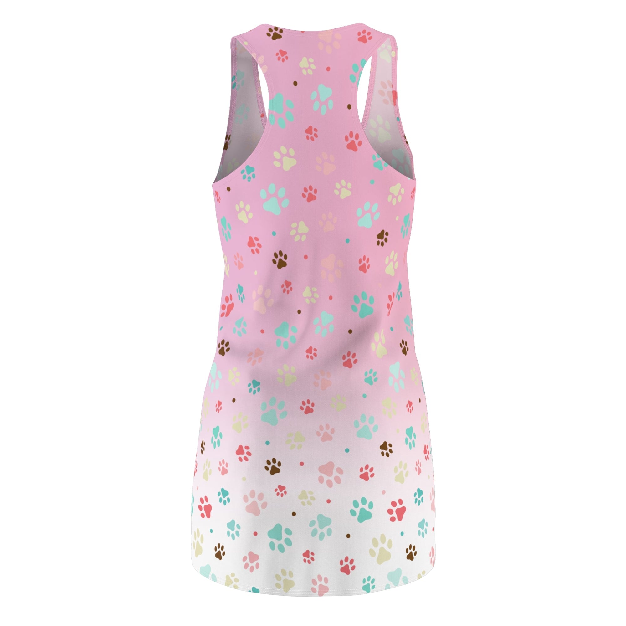 Cute Pink Paw Print Racerback Dress for Pet Lovers Printify