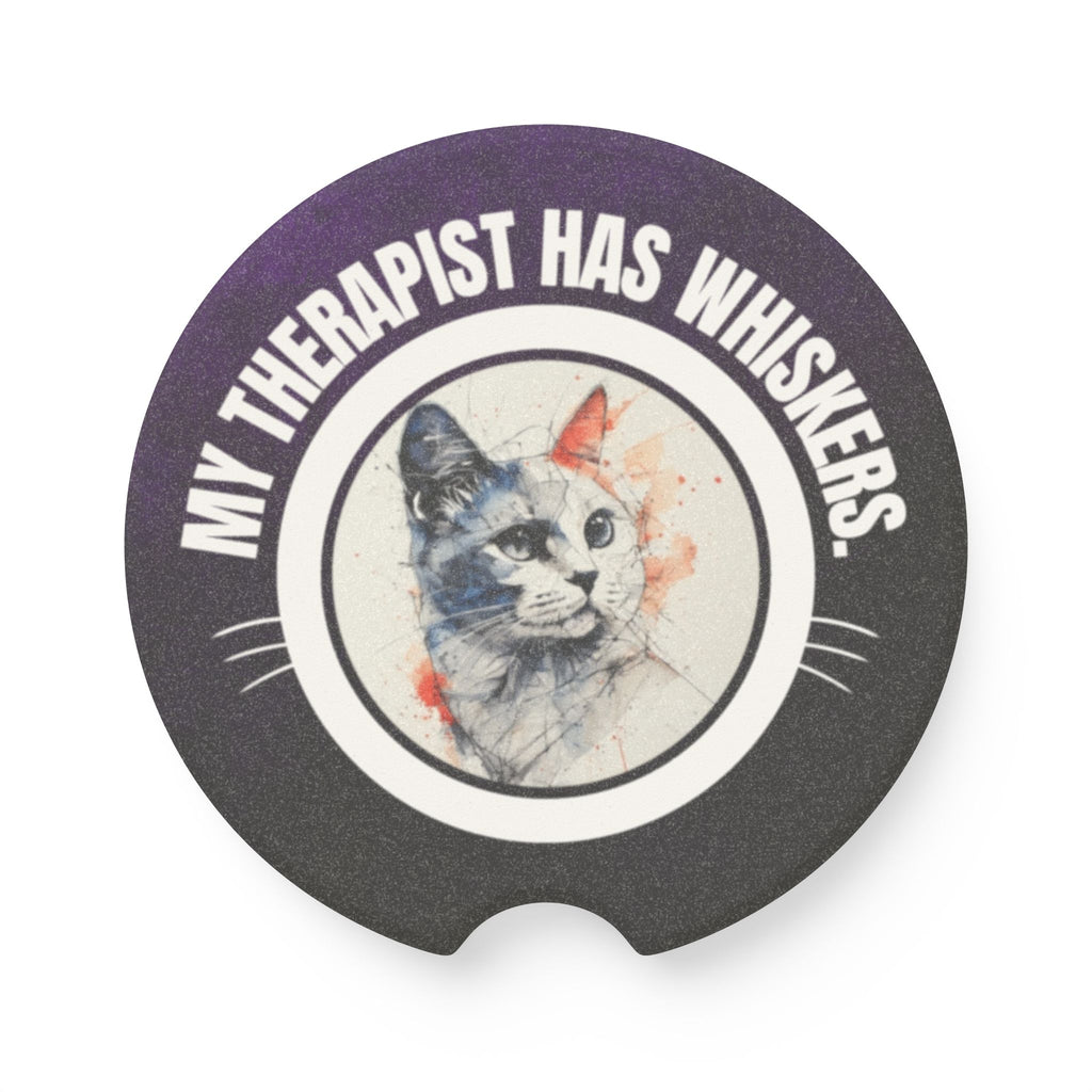 Whimsical Cat Therapy Soapstone Car Coaster