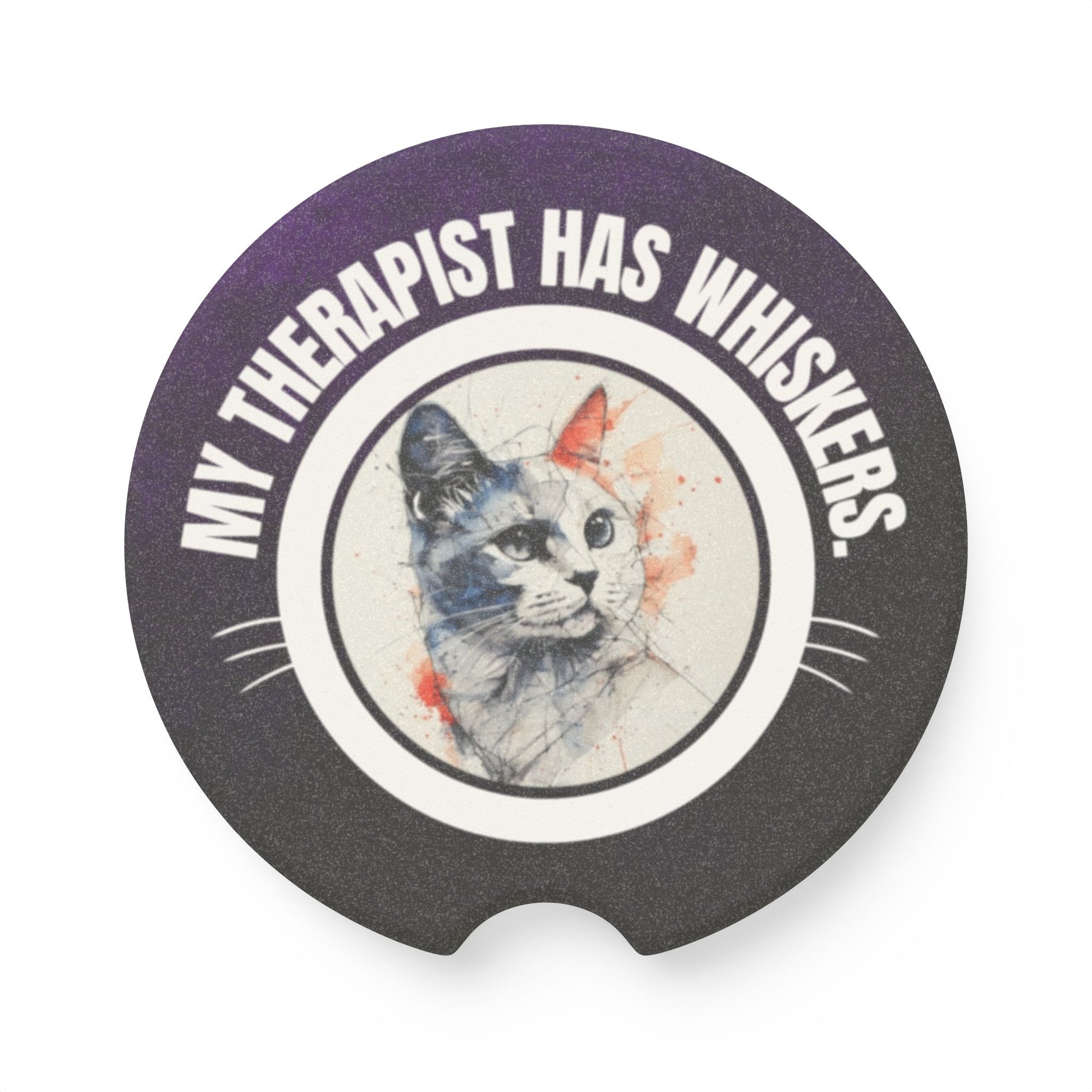 Whimsical Cat Therapy Soapstone Car Coaster