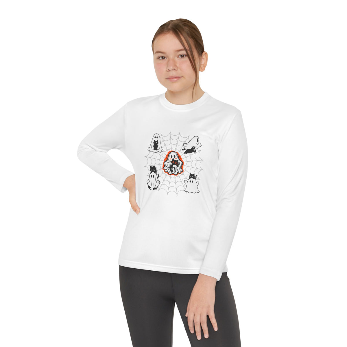 Ghost Cats Halloween Youth Long Sleeve Shirt
