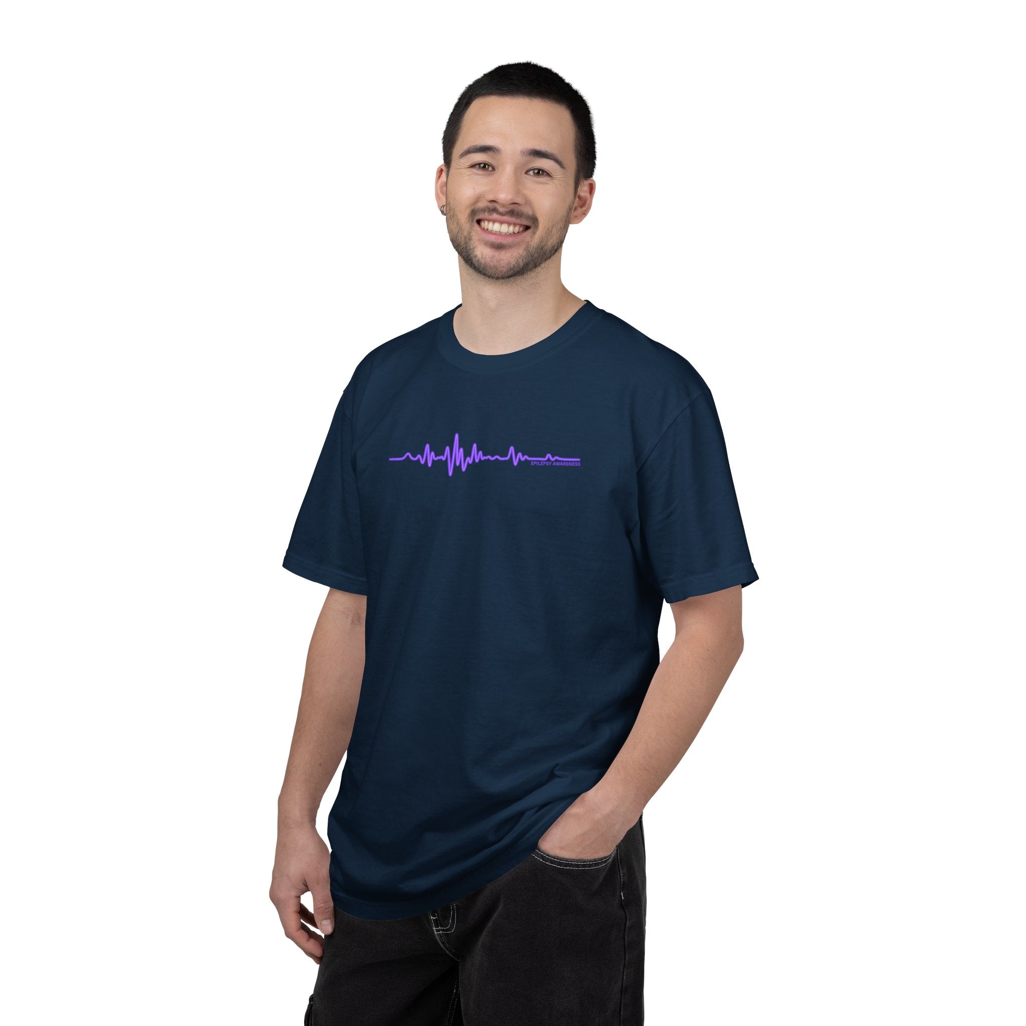 Minimalist Epilepsy Awareness EEG Wave Unisex T-Shirt – Purple Line Design